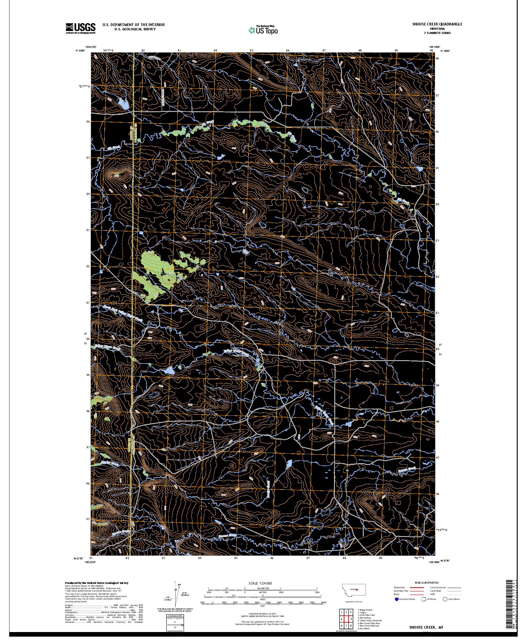 US TOPO 7.5-MINUTE MAP FOR SNOOSE CREEK, MT