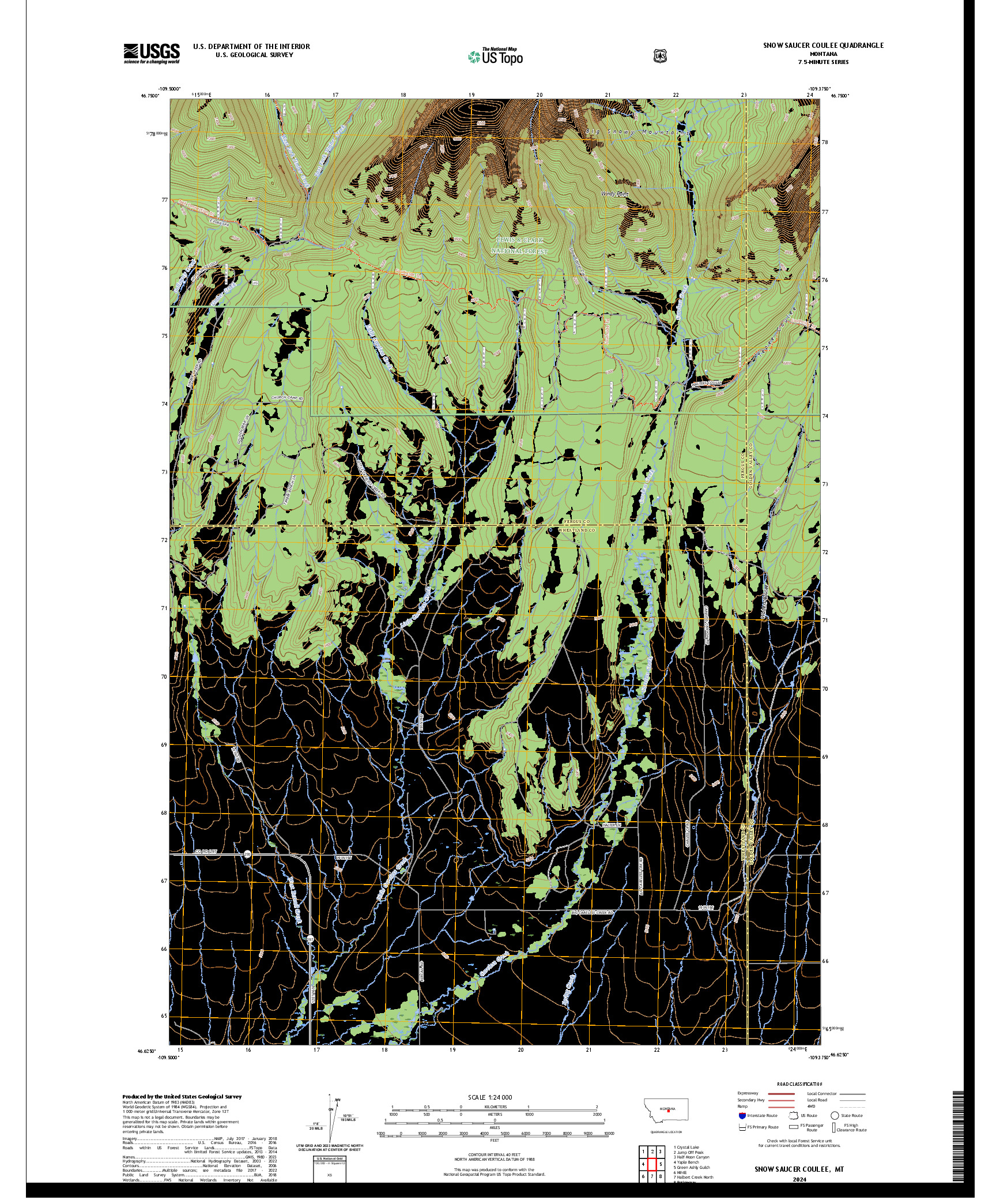 US TOPO 7.5-MINUTE MAP FOR SNOW SAUCER COULEE, MT