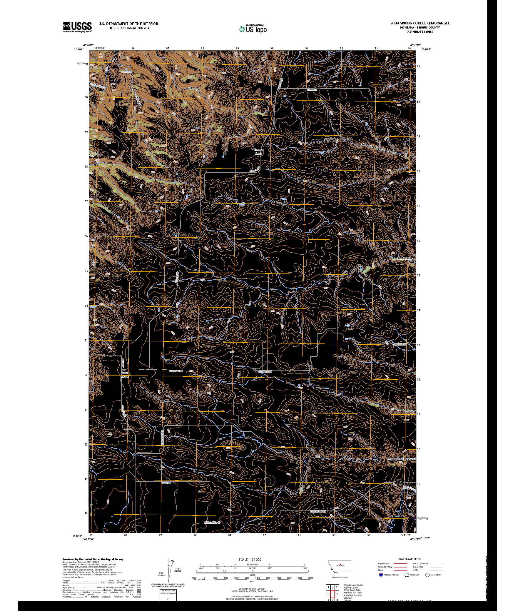 US TOPO 7.5-MINUTE MAP FOR SODA SPRING COULEE, MT
