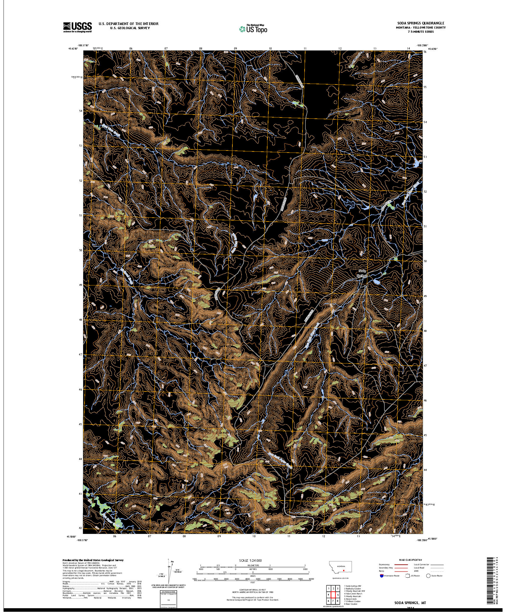 US TOPO 7.5-MINUTE MAP FOR SODA SPRINGS, MT