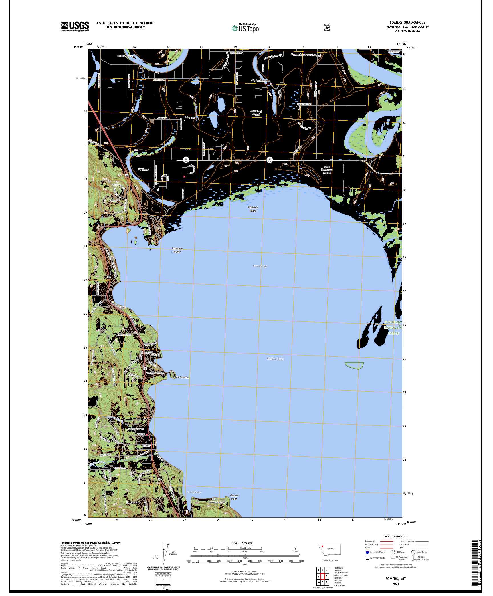US TOPO 7.5-MINUTE MAP FOR SOMERS, MT