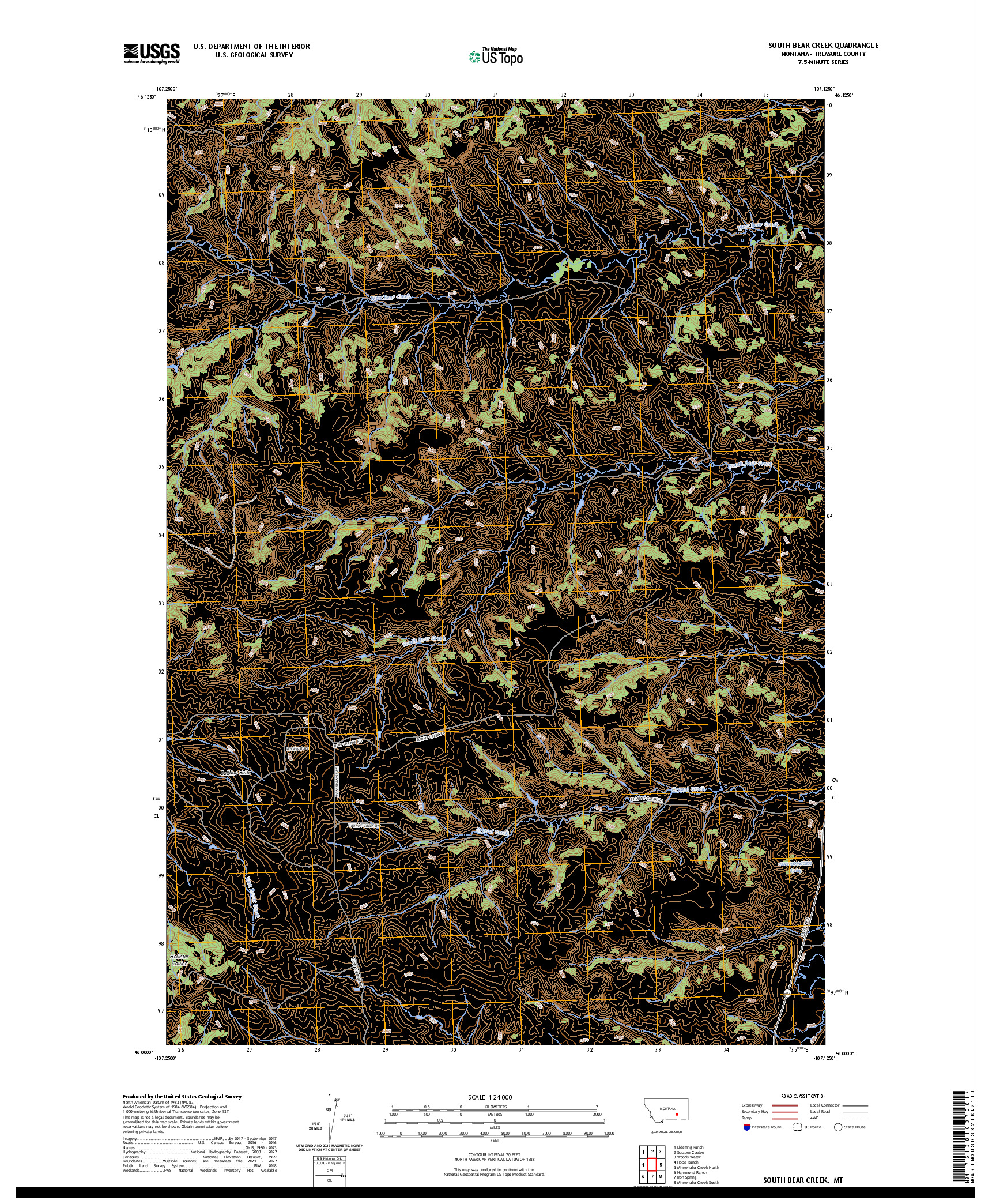 US TOPO 7.5-MINUTE MAP FOR SOUTH BEAR CREEK, MT