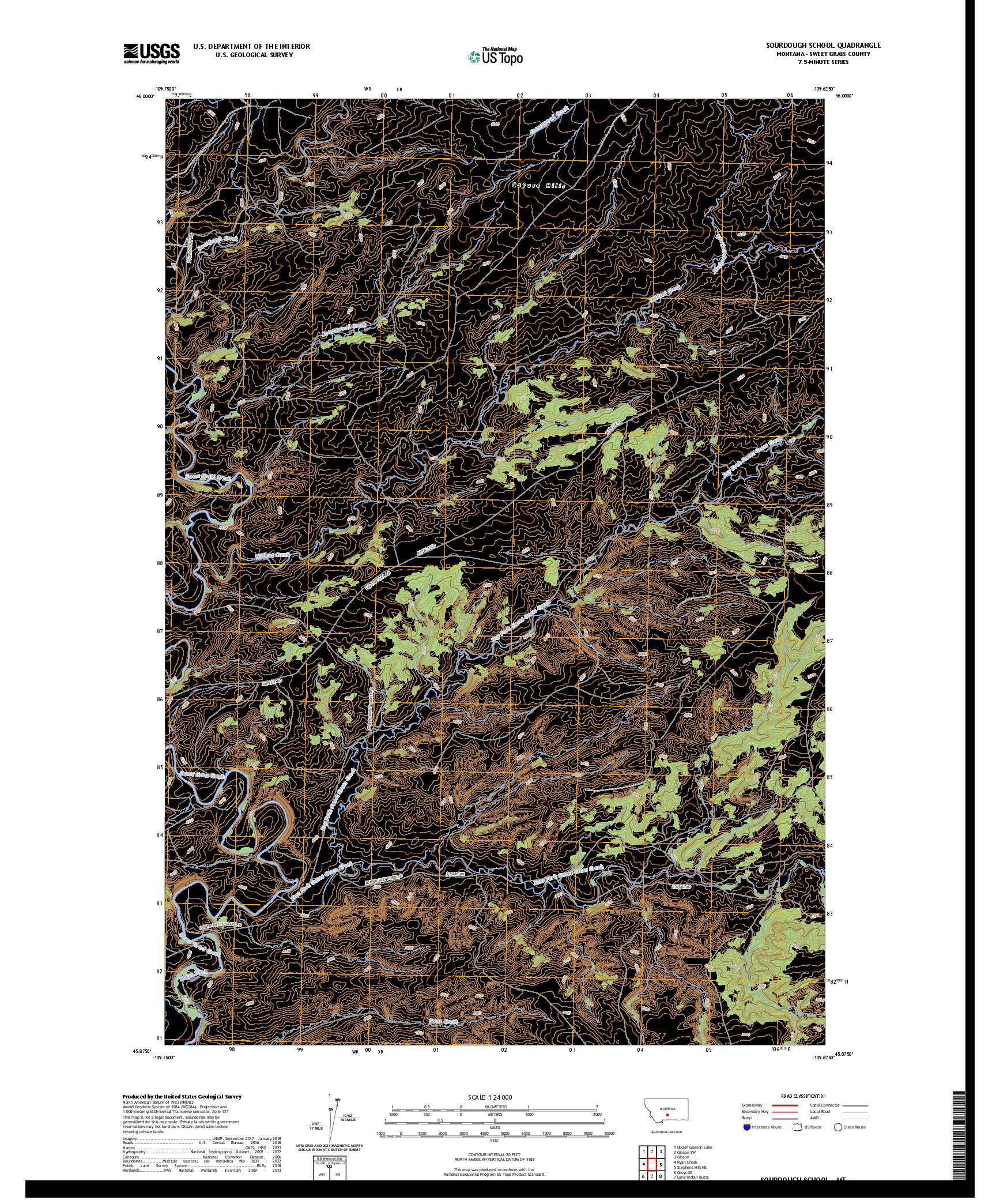 US TOPO 7.5-MINUTE MAP FOR SOURDOUGH SCHOOL, MT