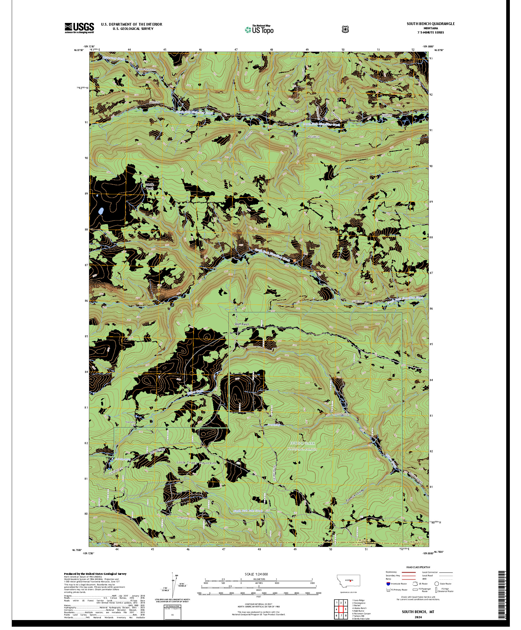 US TOPO 7.5-MINUTE MAP FOR SOUTH BENCH, MT