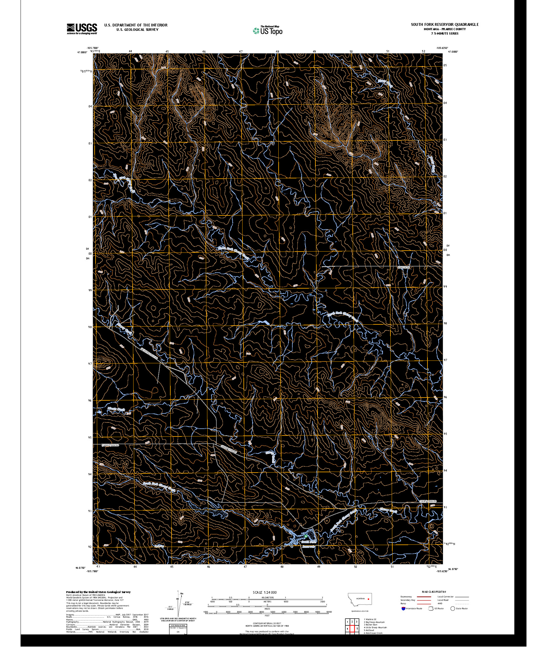 US TOPO 7.5-MINUTE MAP FOR SOUTH FORK RESERVOIR, MT