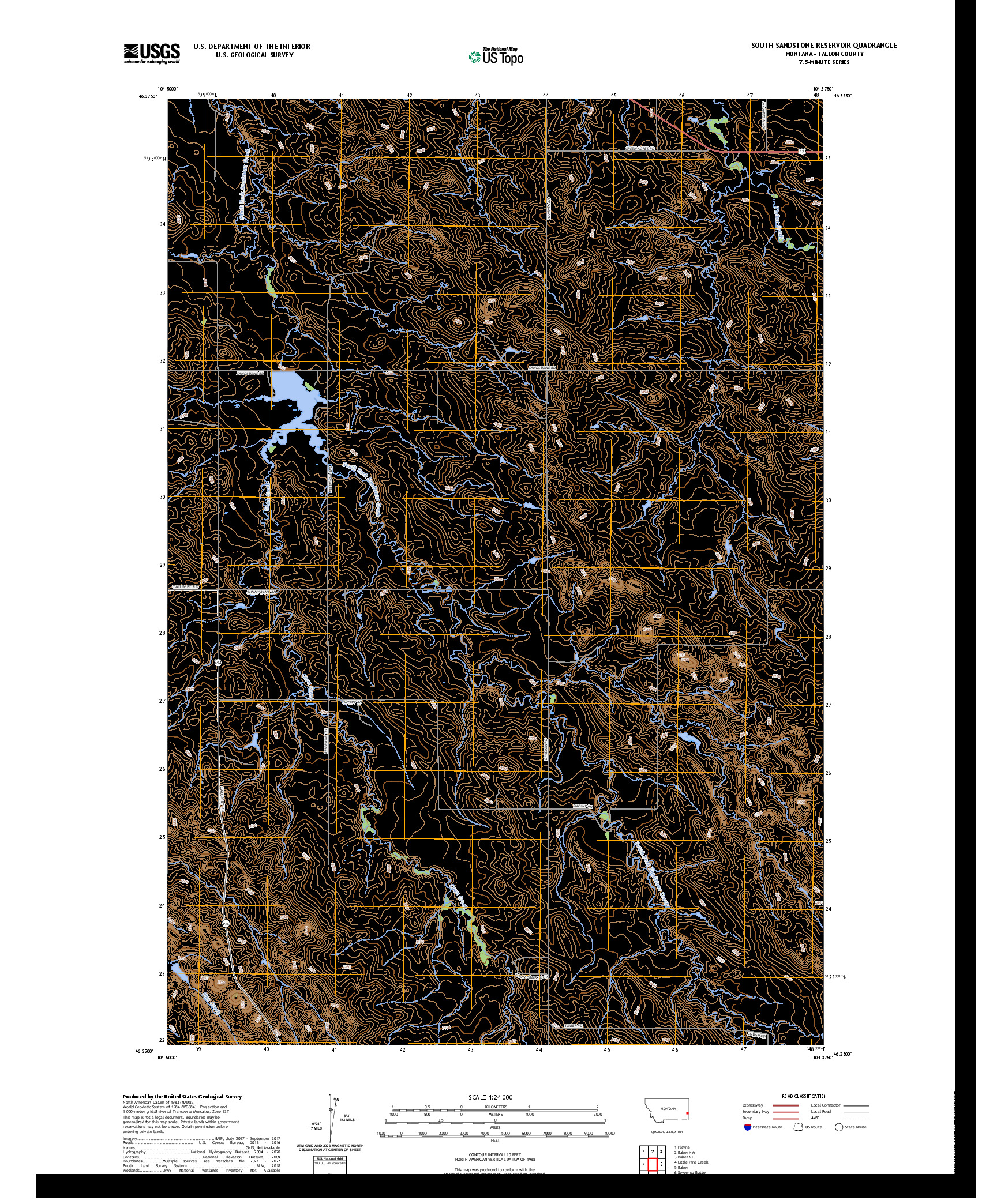 US TOPO 7.5-MINUTE MAP FOR SOUTH SANDSTONE RESERVOIR, MT