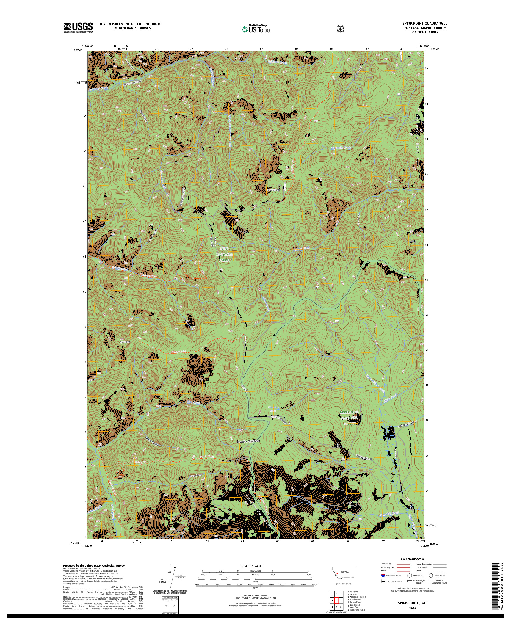 US TOPO 7.5-MINUTE MAP FOR SPINK POINT, MT