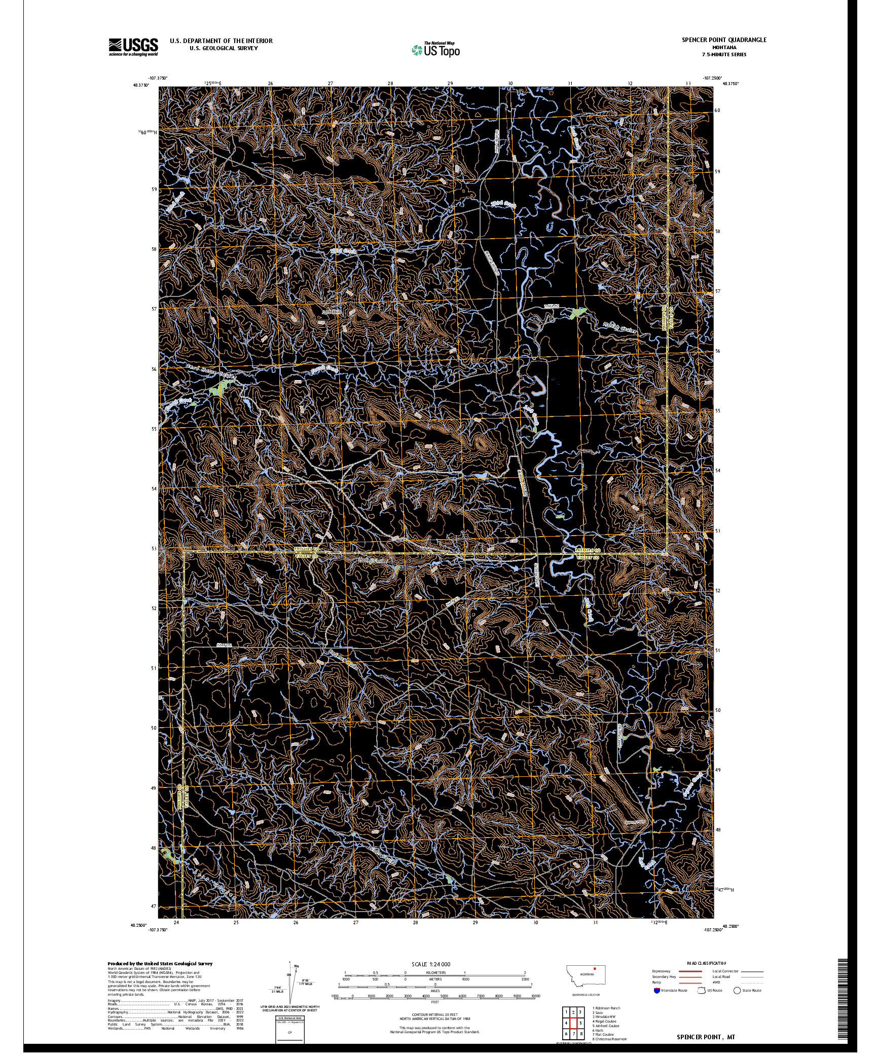 US TOPO 7.5-MINUTE MAP FOR SPENCER POINT, MT
