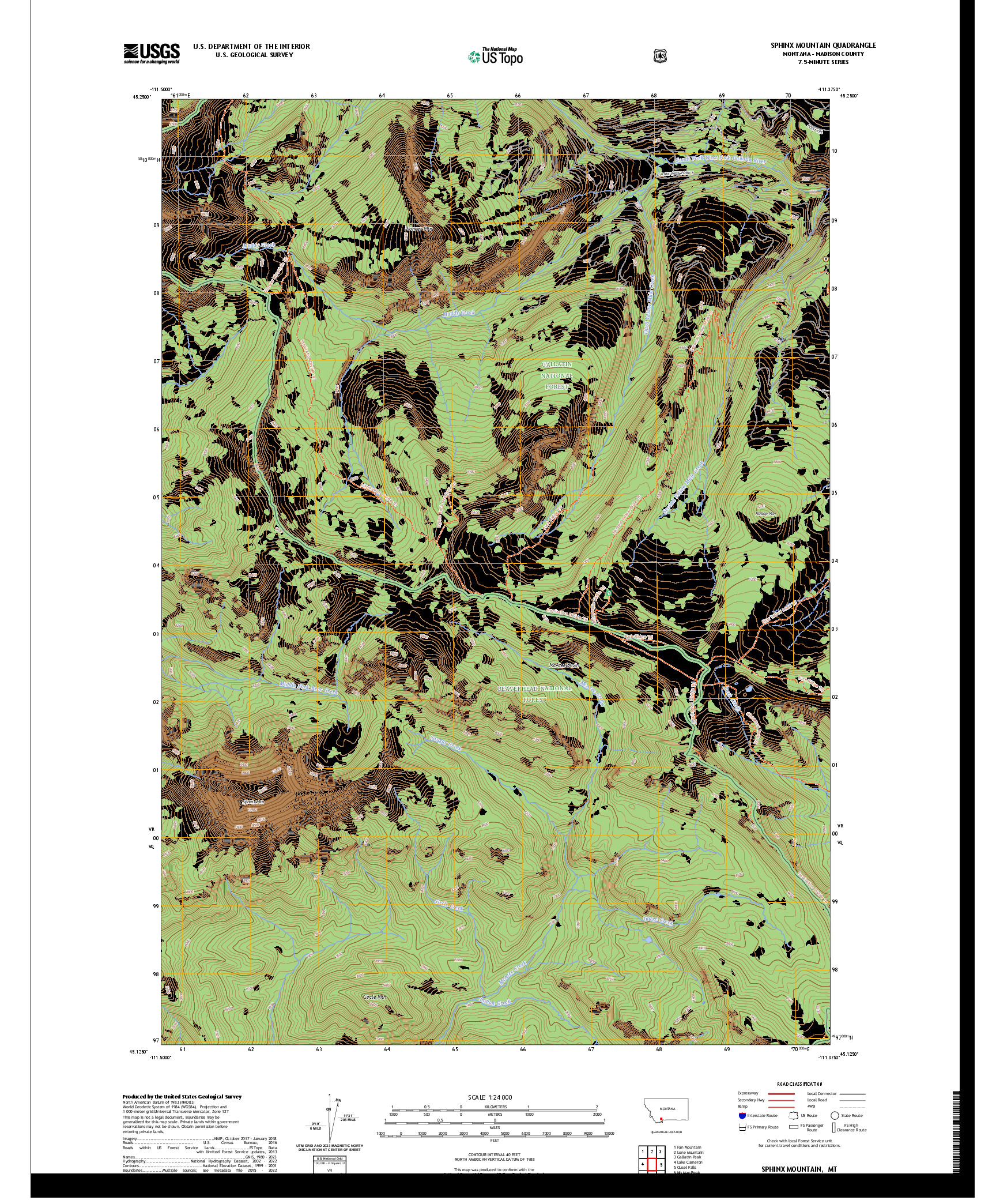 US TOPO 7.5-MINUTE MAP FOR SPHINX MOUNTAIN, MT