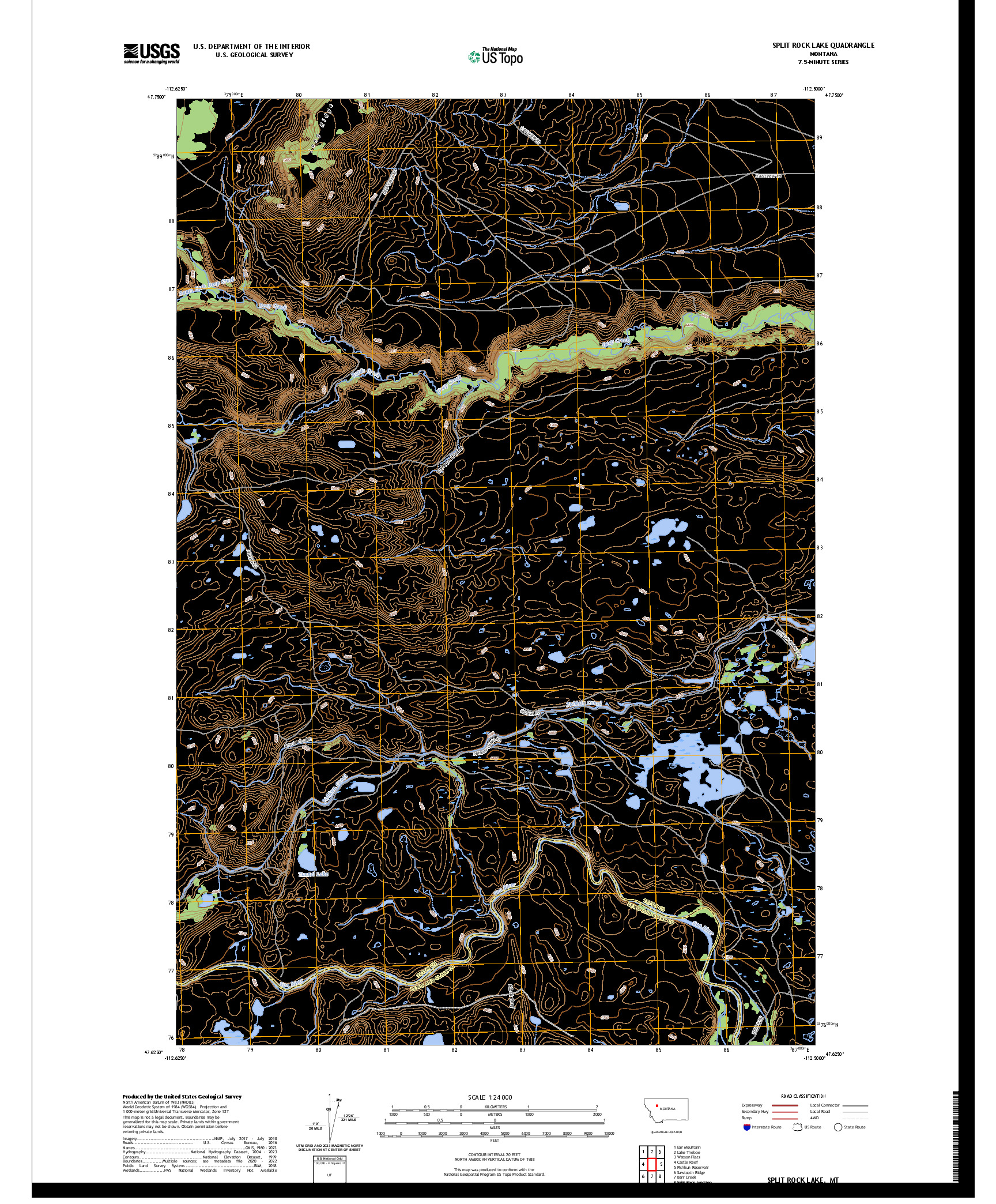 US TOPO 7.5-MINUTE MAP FOR SPLIT ROCK LAKE, MT