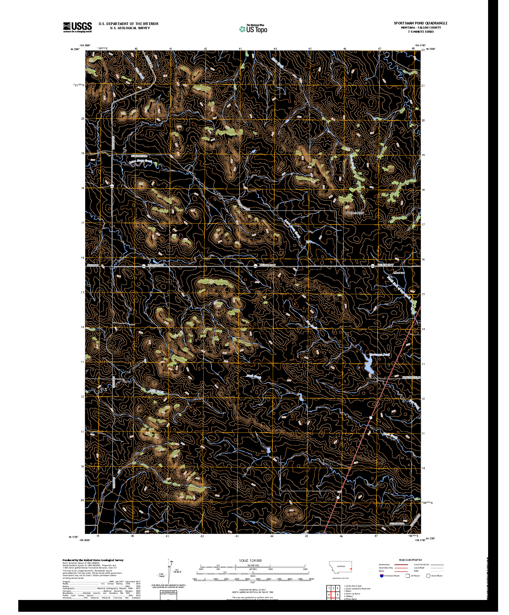 US TOPO 7.5-MINUTE MAP FOR SPORTSMAN POND, MT