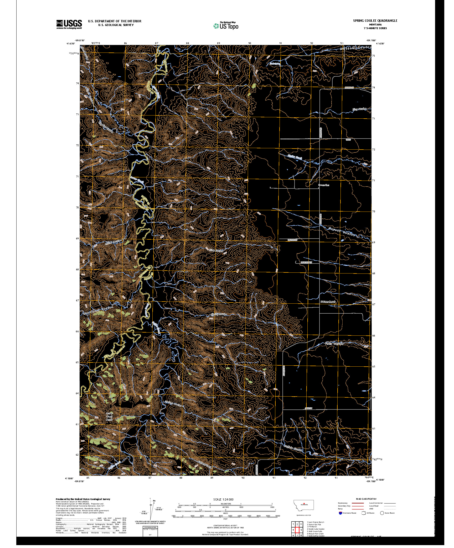 US TOPO 7.5-MINUTE MAP FOR SPRING COULEE, MT