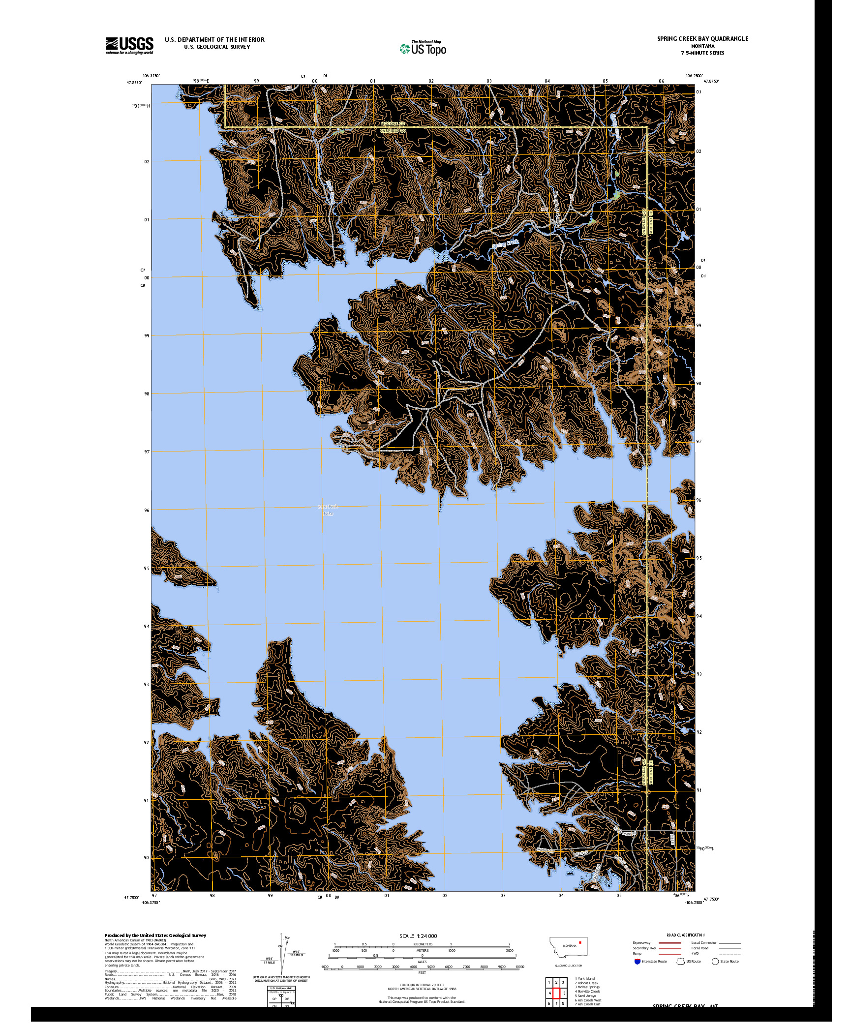 US TOPO 7.5-MINUTE MAP FOR SPRING CREEK BAY, MT