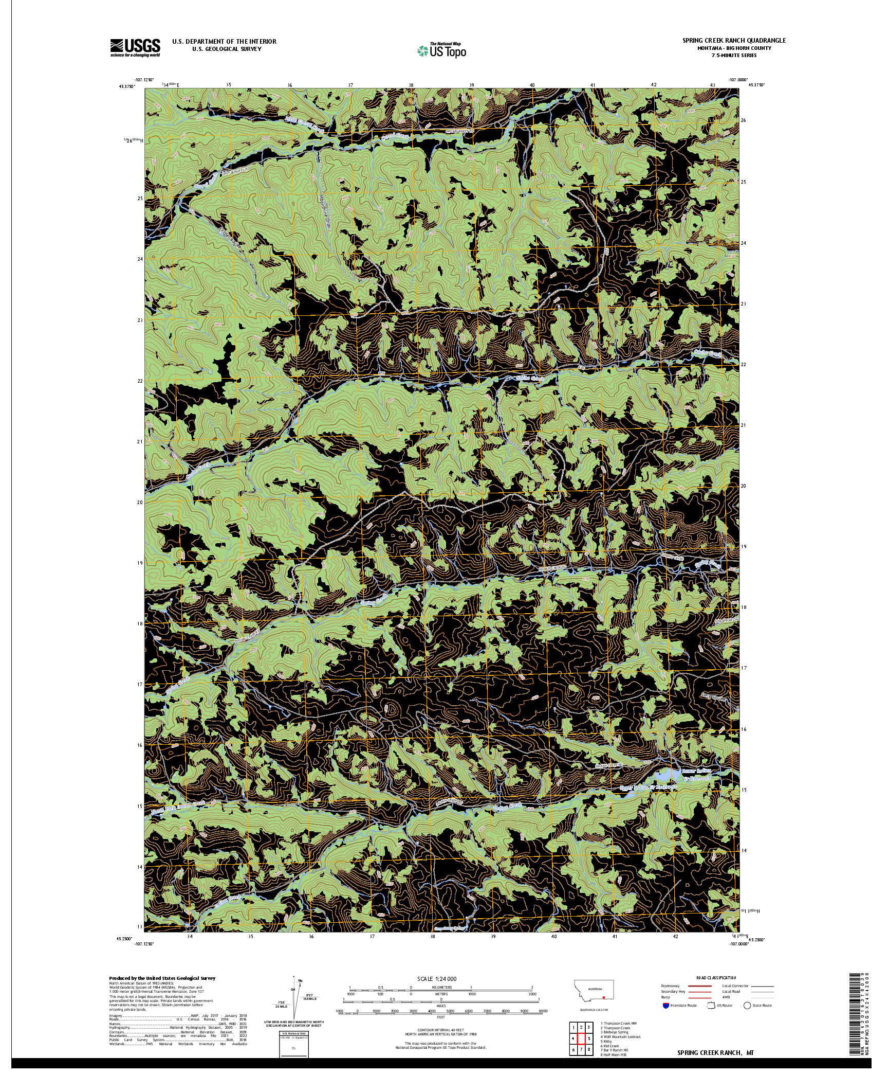 US TOPO 7.5-MINUTE MAP FOR SPRING CREEK RANCH, MT