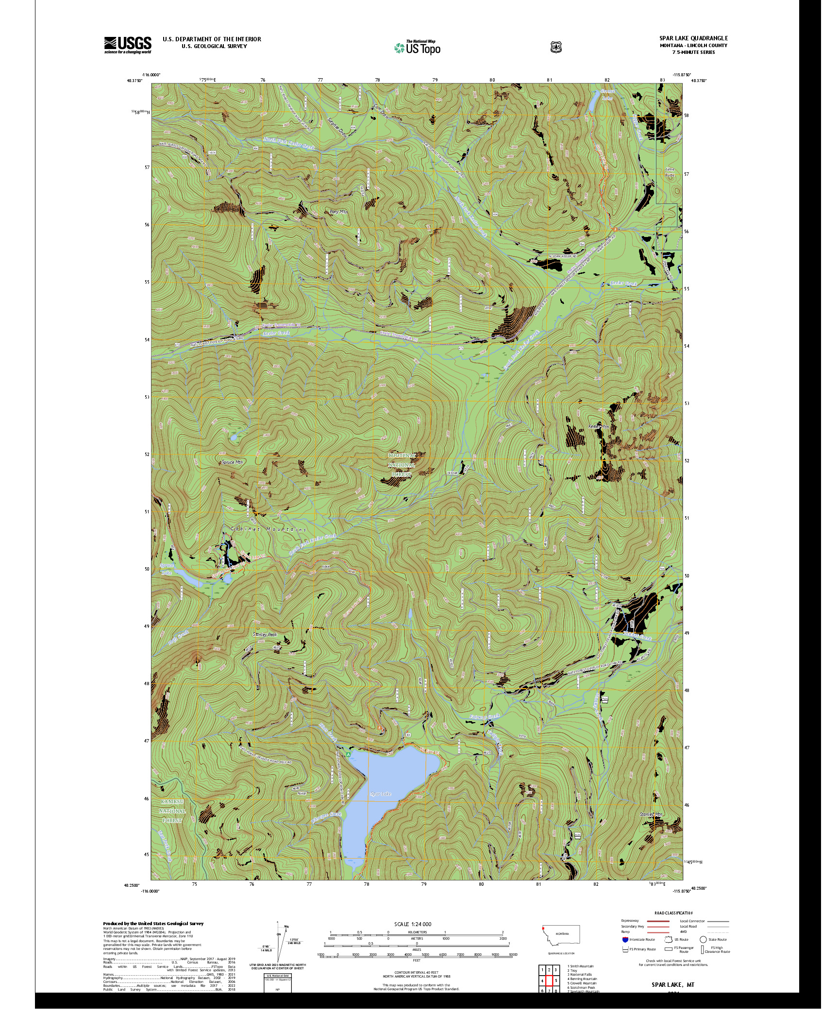 US TOPO 7.5-MINUTE MAP FOR SPAR LAKE, MT