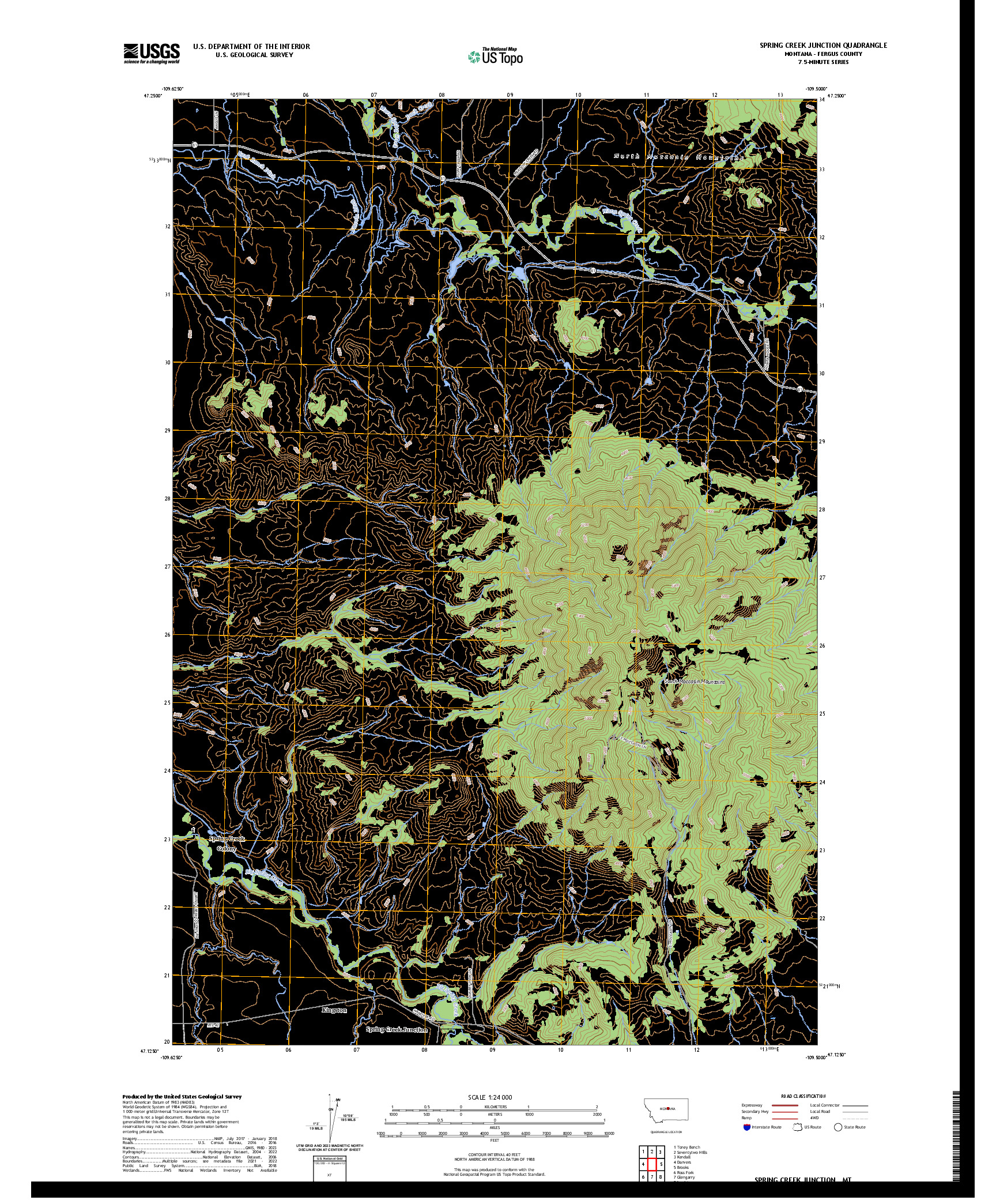 US TOPO 7.5-MINUTE MAP FOR SPRING CREEK JUNCTION, MT