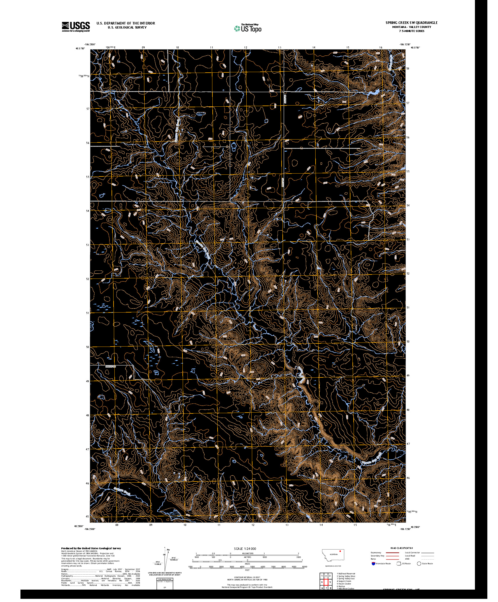 US TOPO 7.5-MINUTE MAP FOR SPRING CREEK SW, MT