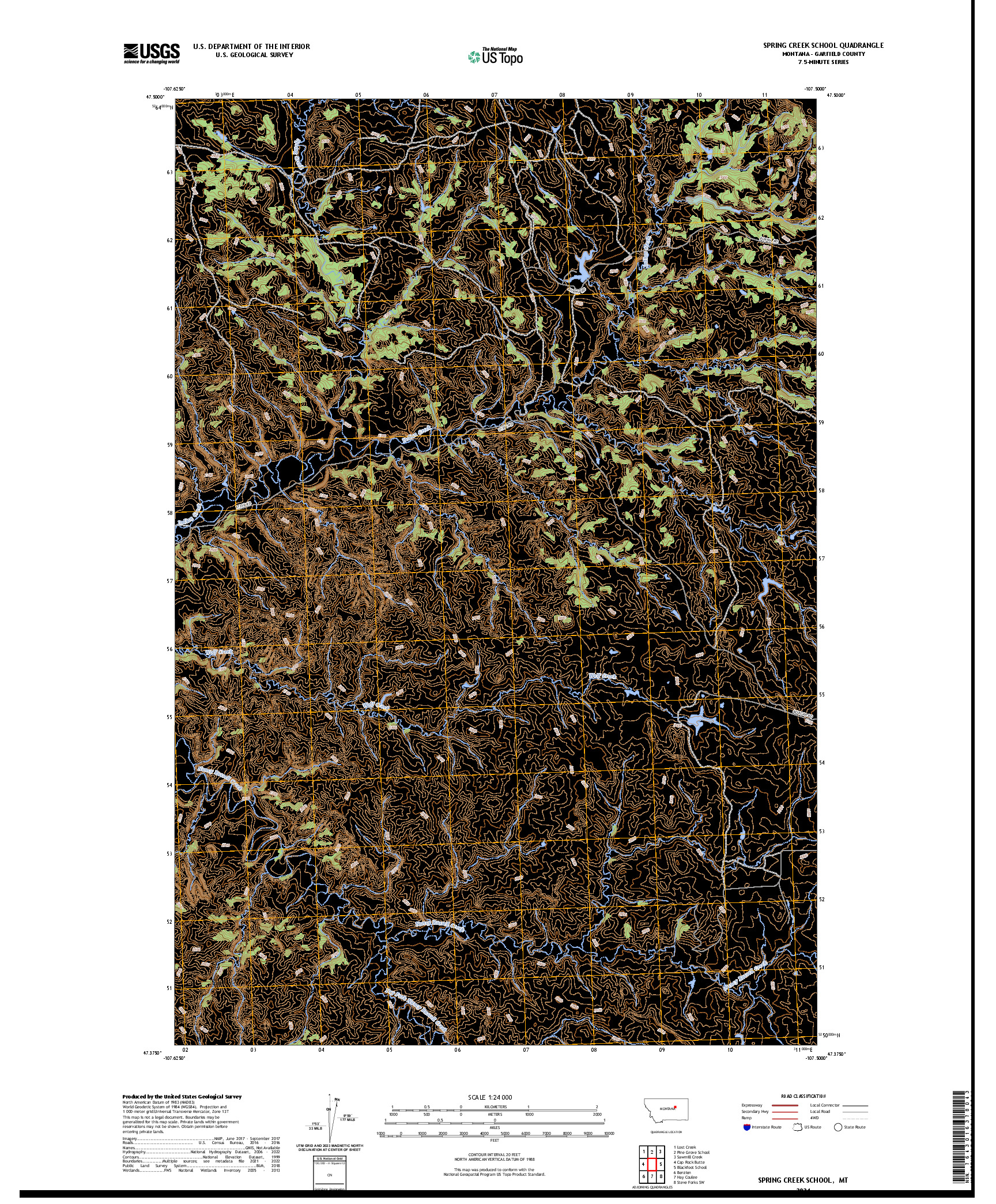 US TOPO 7.5-MINUTE MAP FOR SPRING CREEK SCHOOL, MT