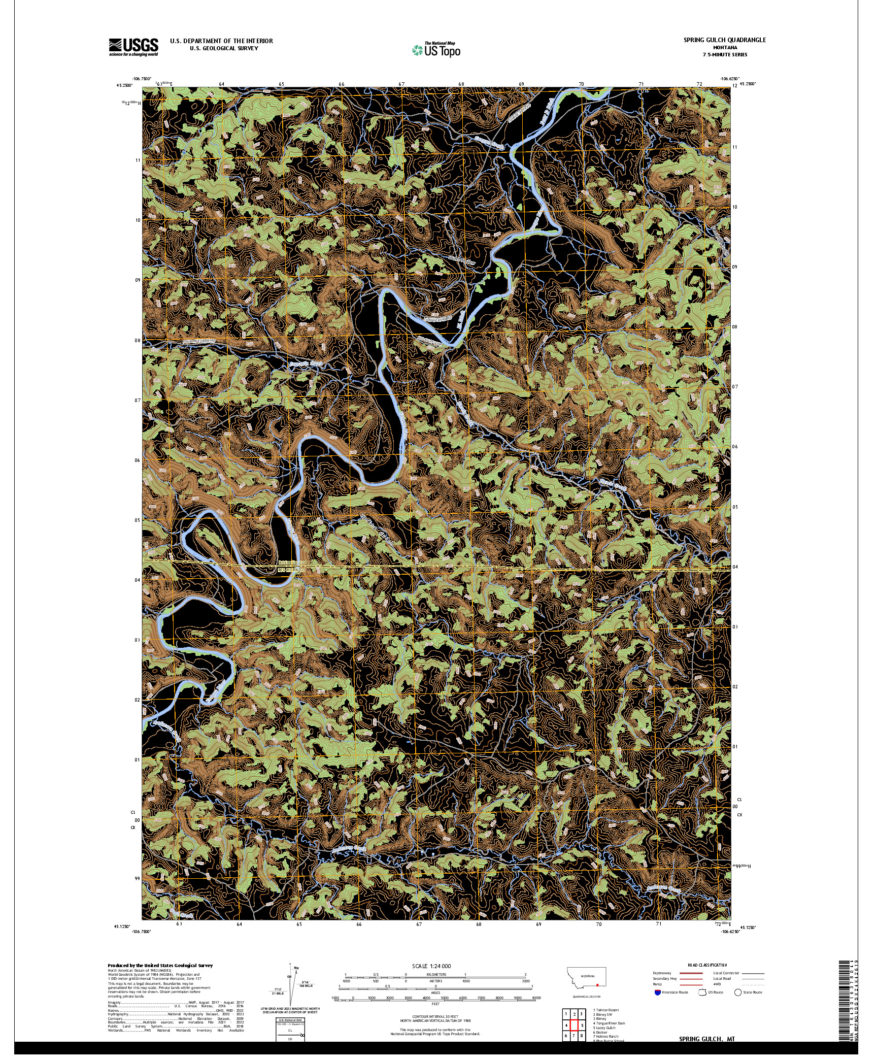 US TOPO 7.5-MINUTE MAP FOR SPRING GULCH, MT