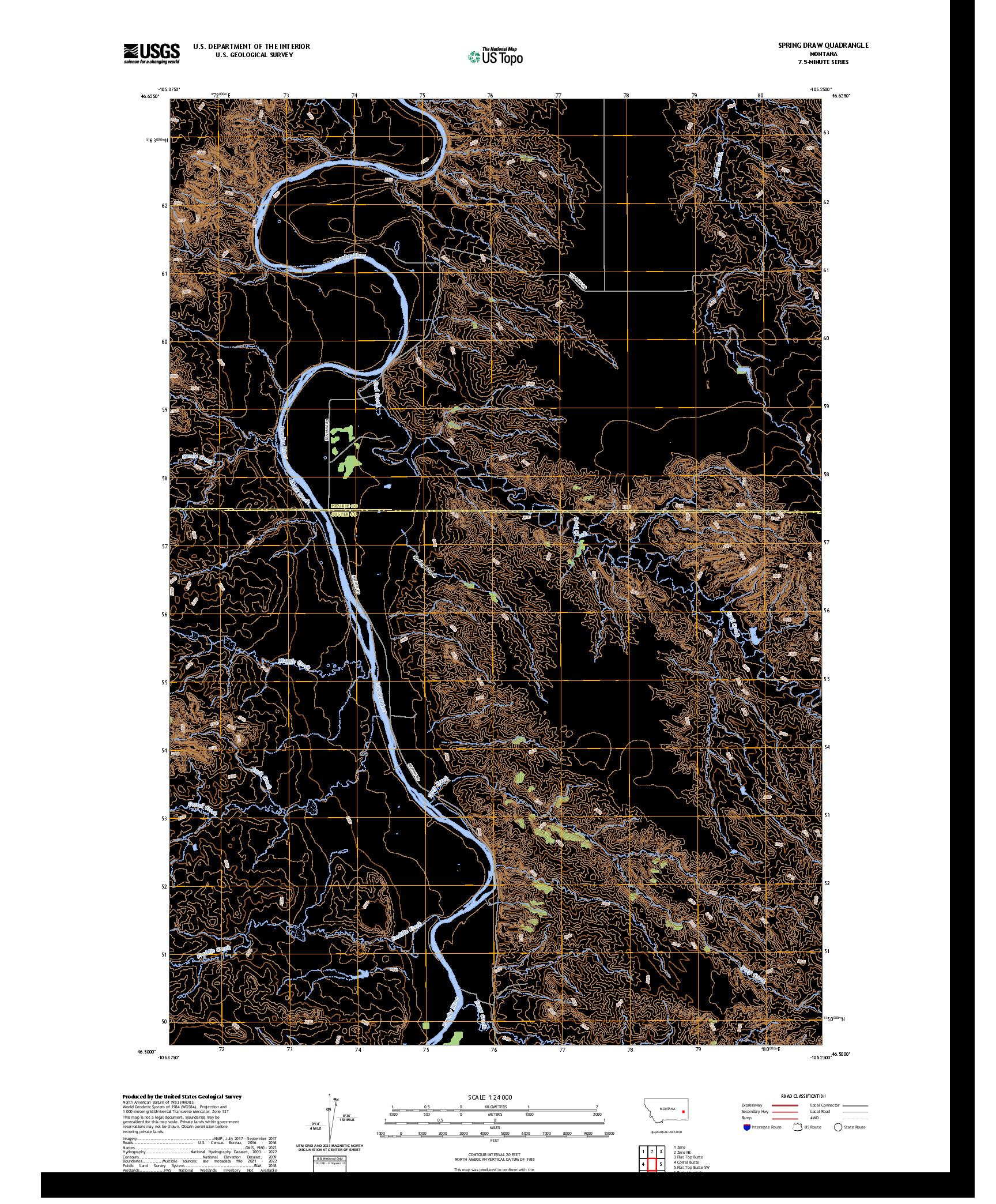 US TOPO 7.5-MINUTE MAP FOR SPRING DRAW, MT