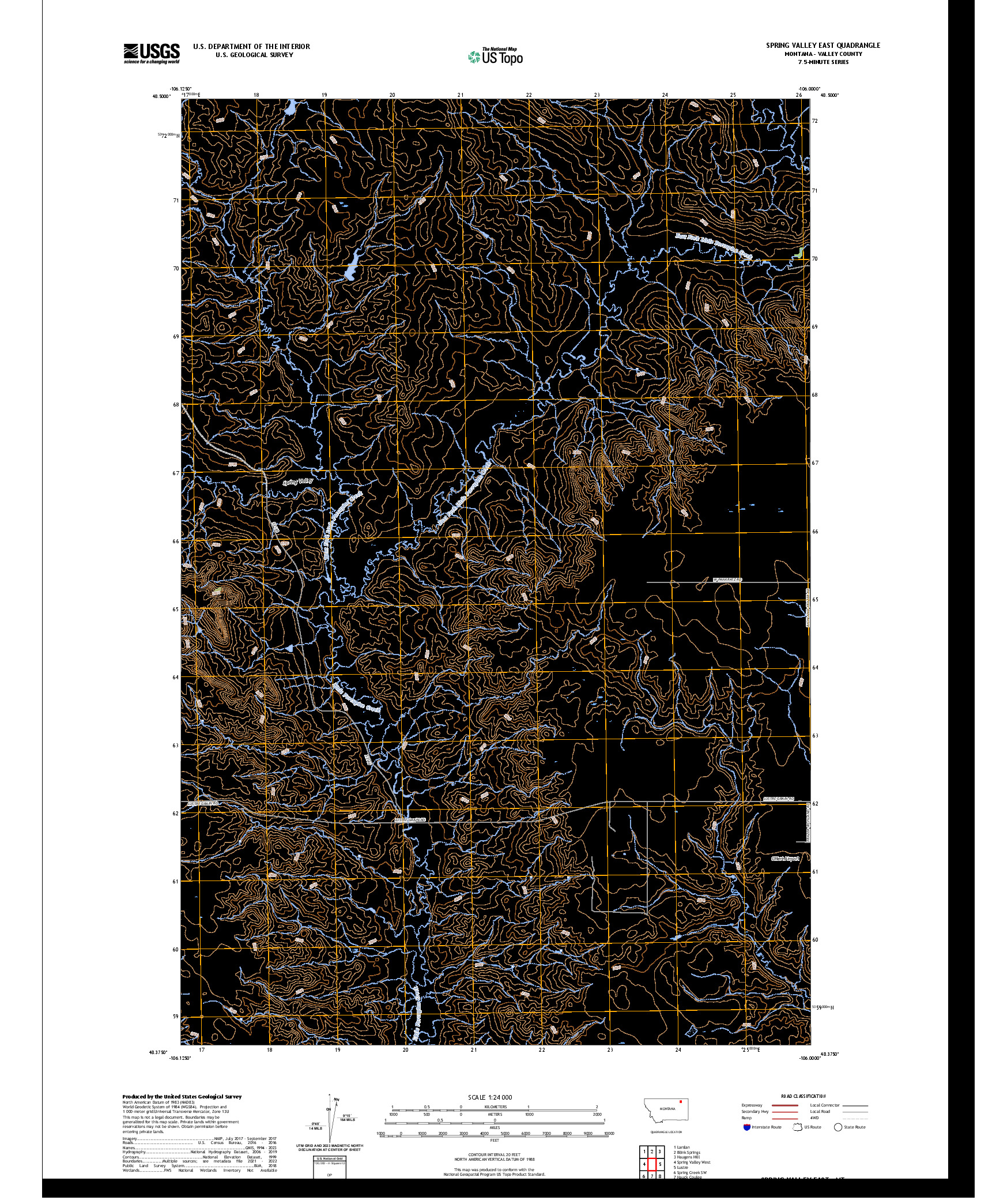 US TOPO 7.5-MINUTE MAP FOR SPRING VALLEY EAST, MT
