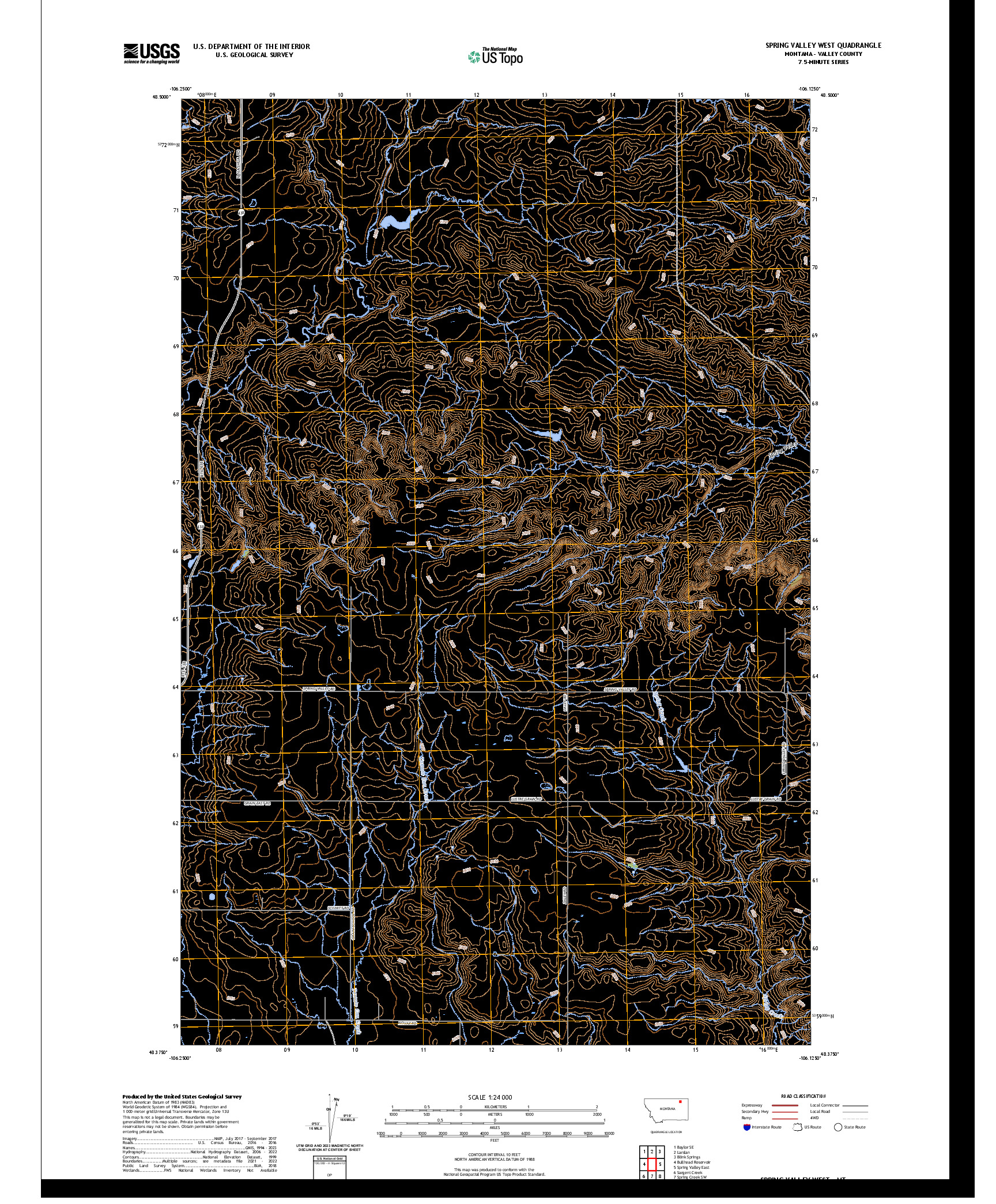 US TOPO 7.5-MINUTE MAP FOR SPRING VALLEY WEST, MT