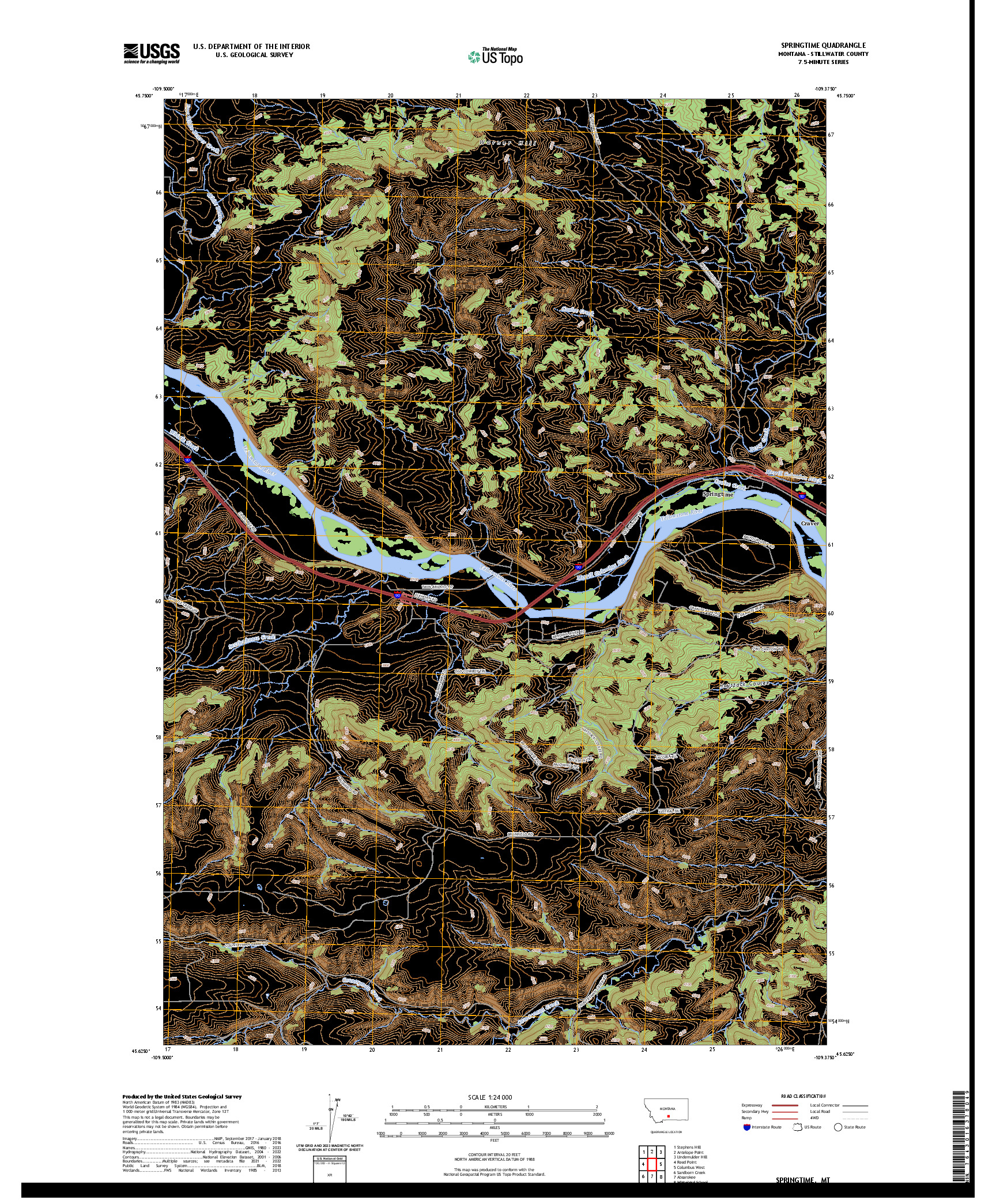 US TOPO 7.5-MINUTE MAP FOR SPRINGTIME, MT