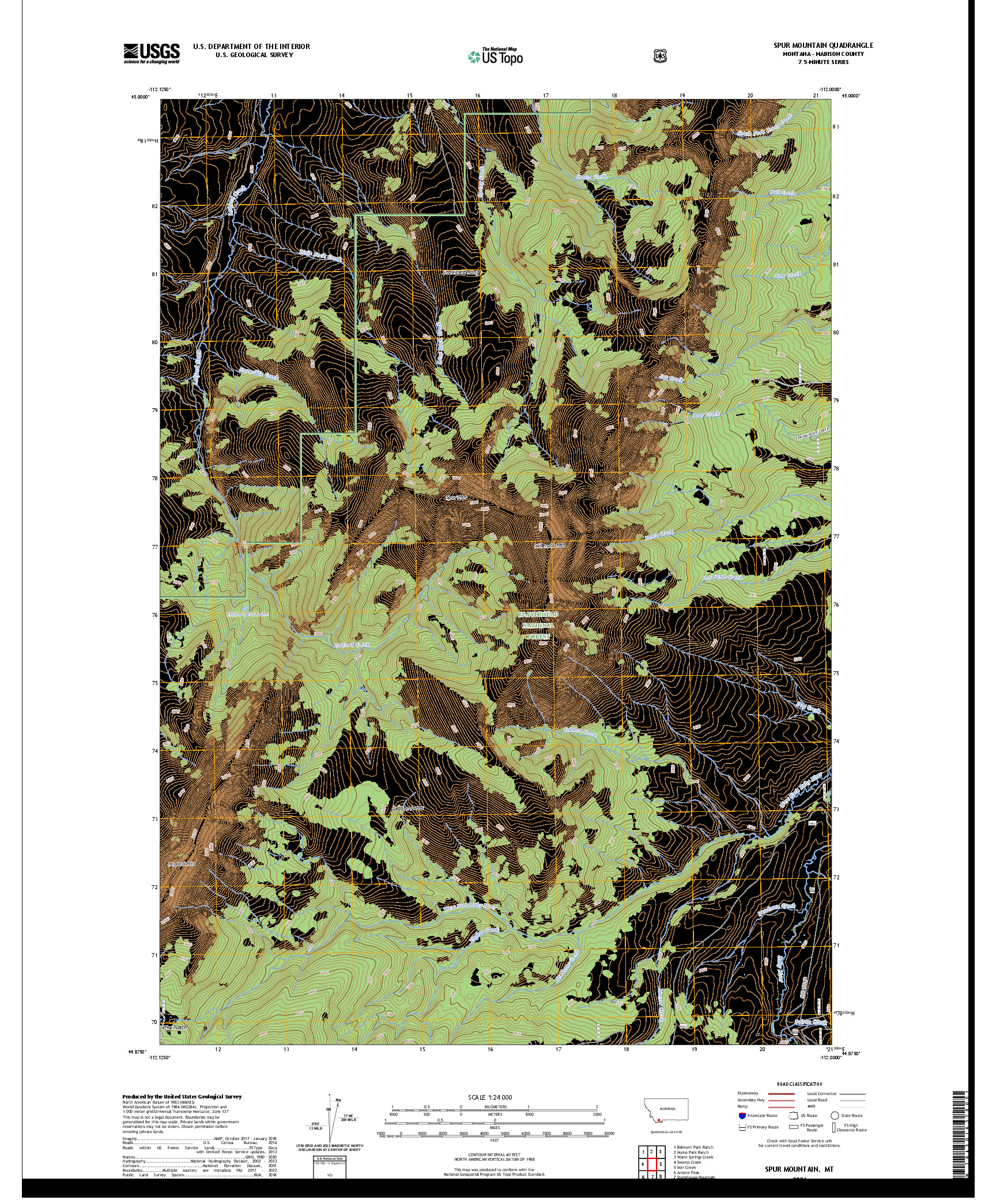 US TOPO 7.5-MINUTE MAP FOR SPUR MOUNTAIN, MT