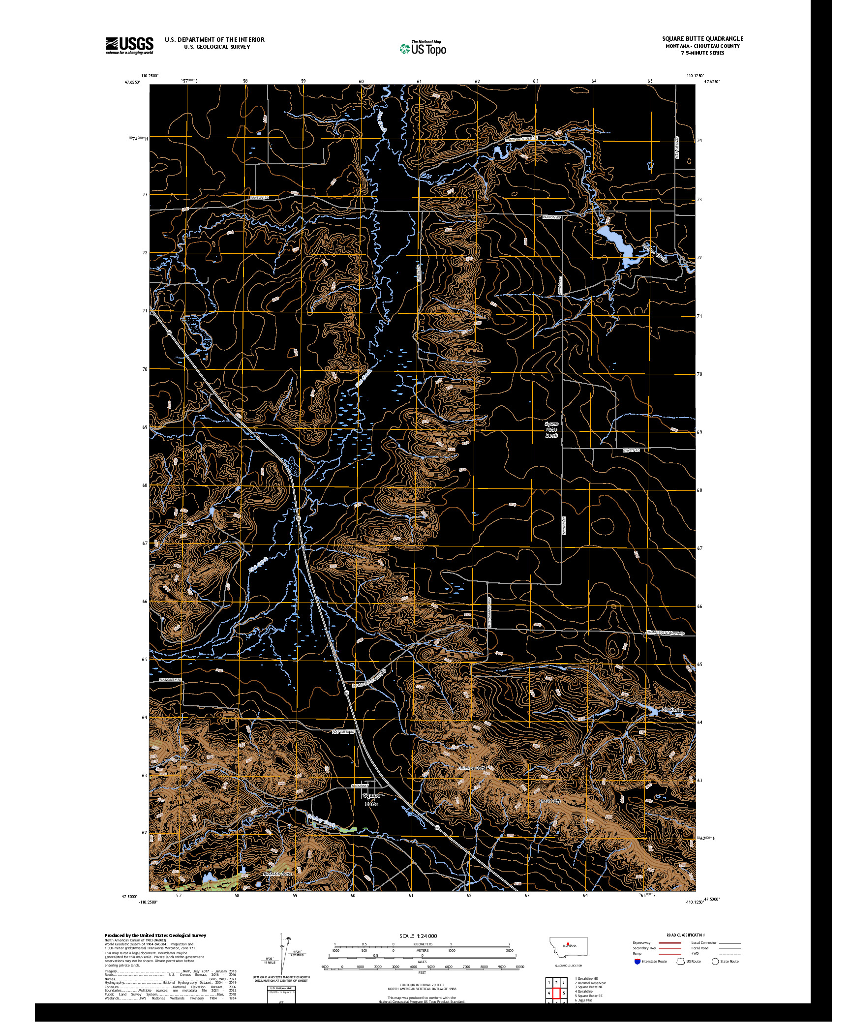 US TOPO 7.5-MINUTE MAP FOR SQUARE BUTTE, MT
