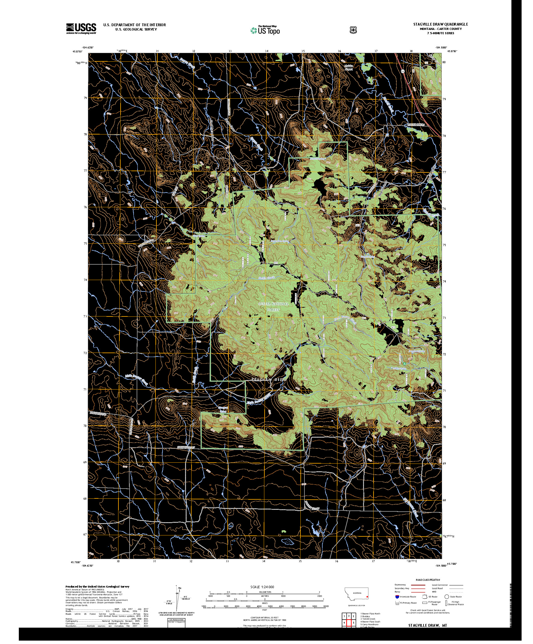 US TOPO 7.5-MINUTE MAP FOR STAGVILLE DRAW, MT