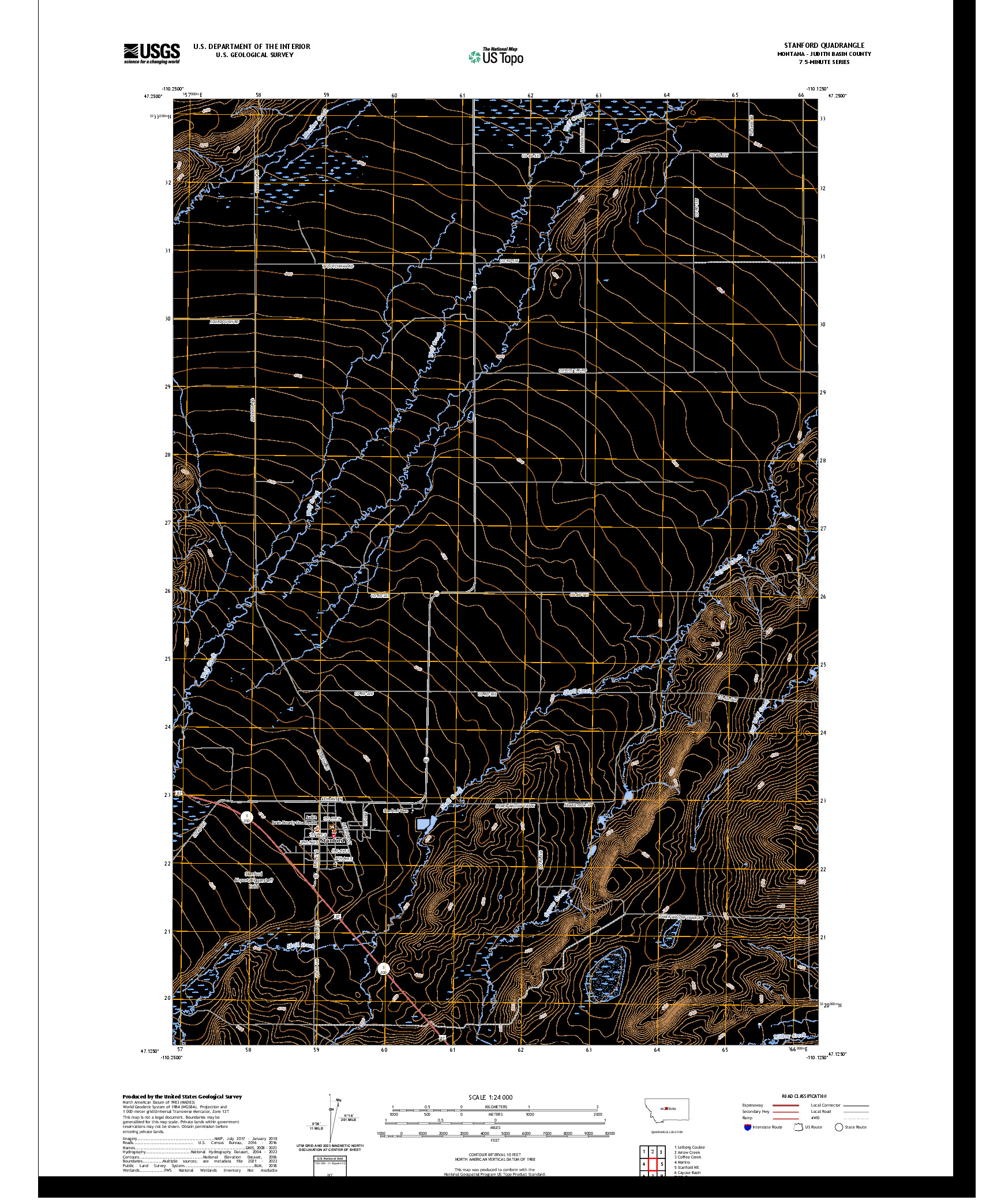 US TOPO 7.5-MINUTE MAP FOR STANFORD, MT