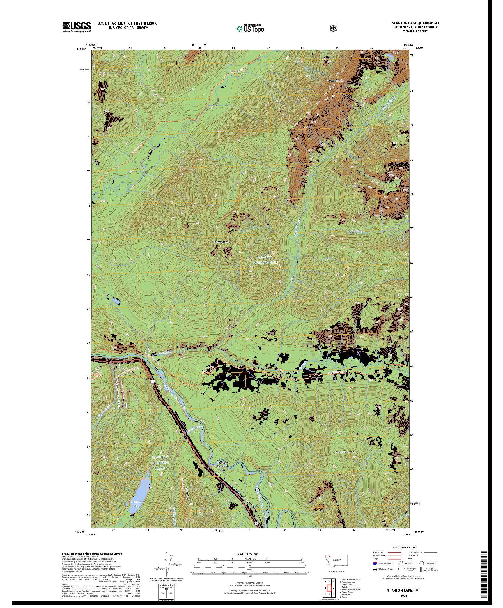 US TOPO 7.5-MINUTE MAP FOR STANTON LAKE, MT