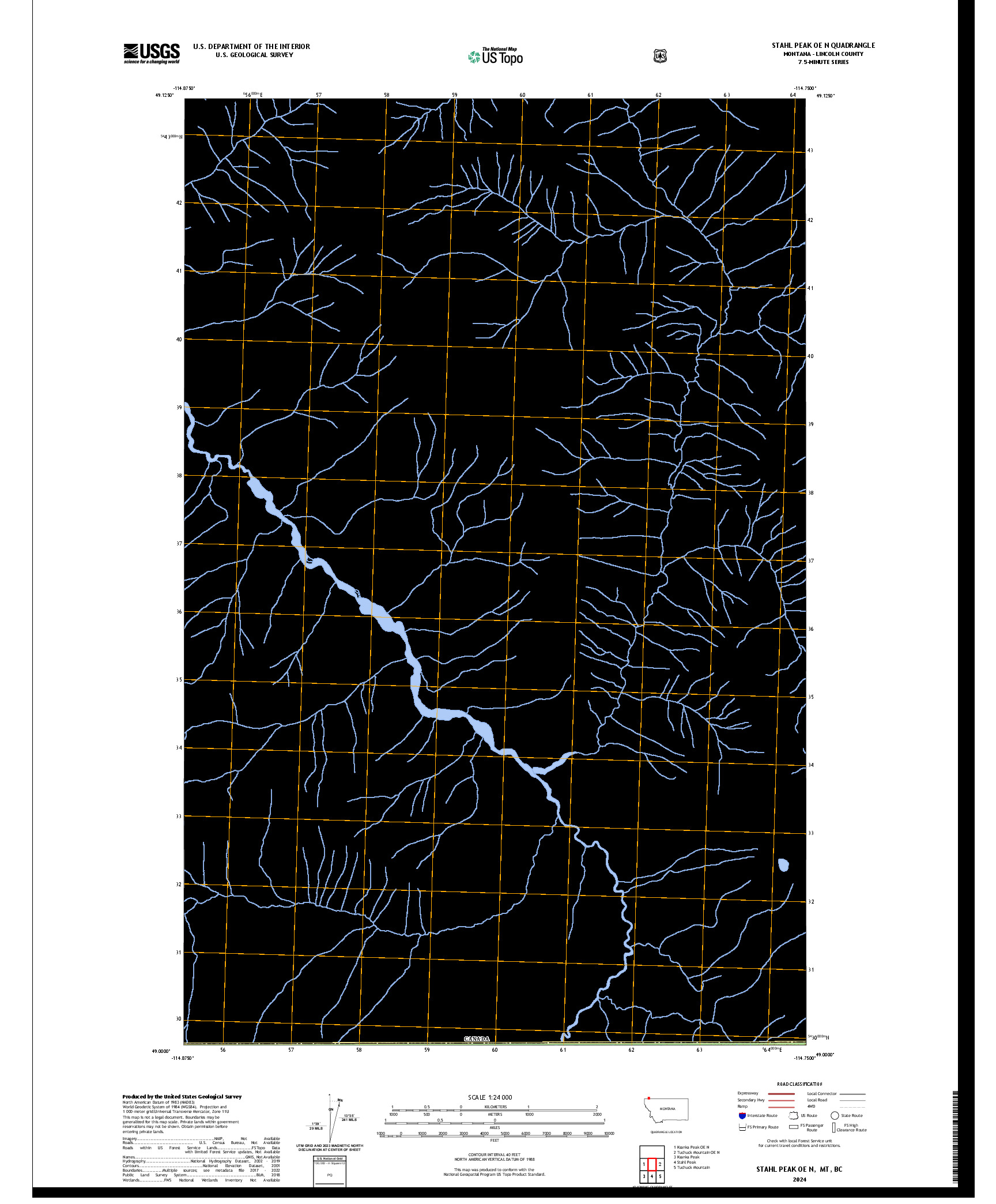 US TOPO 7.5-MINUTE MAP FOR STAHL PEAK OE N, MT,BC