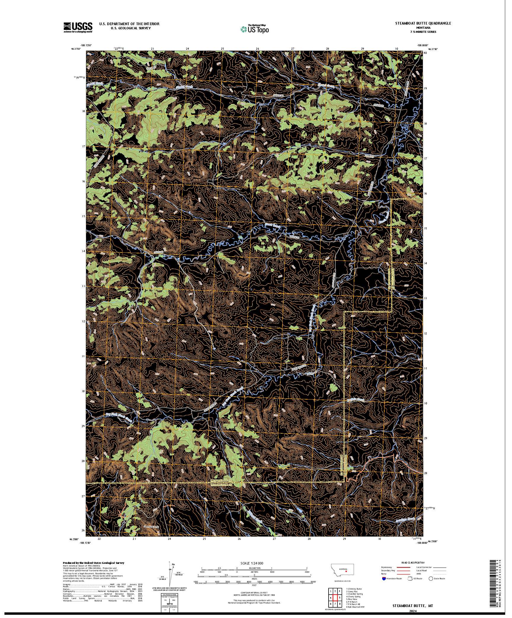 US TOPO 7.5-MINUTE MAP FOR STEAMBOAT BUTTE, MT