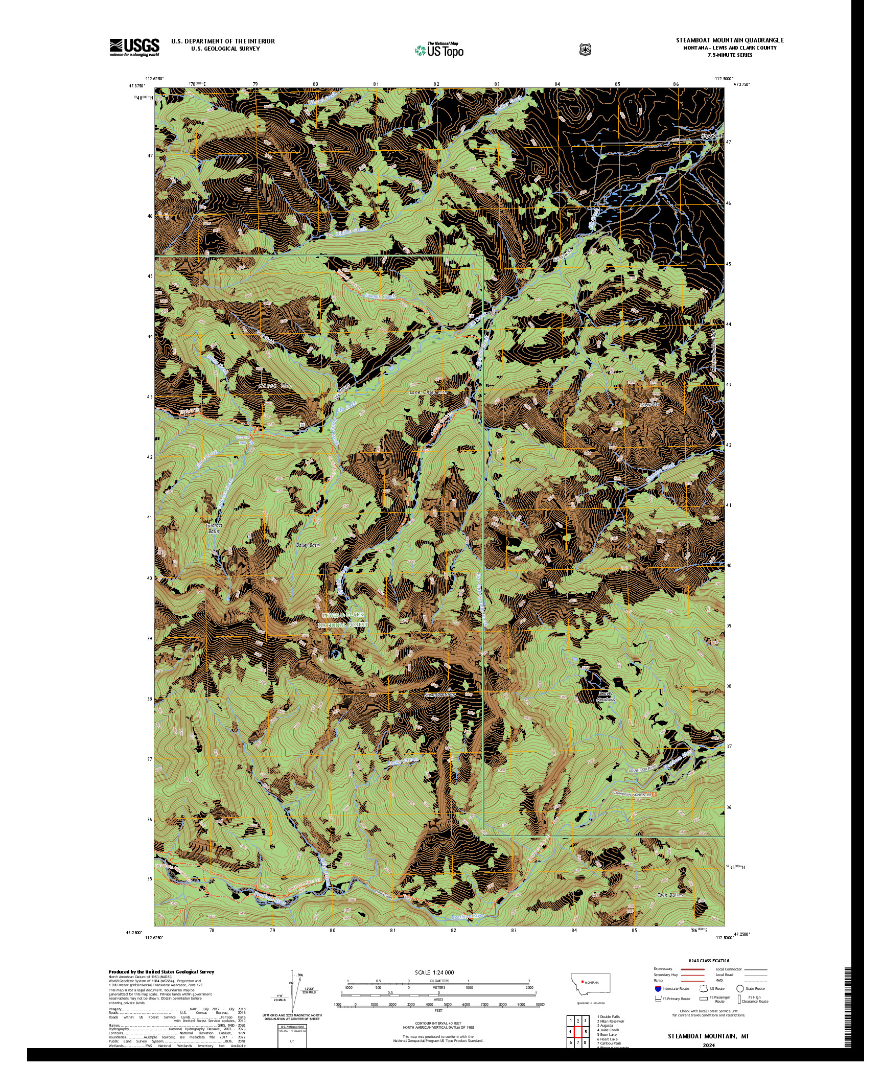 US TOPO 7.5-MINUTE MAP FOR STEAMBOAT MOUNTAIN, MT