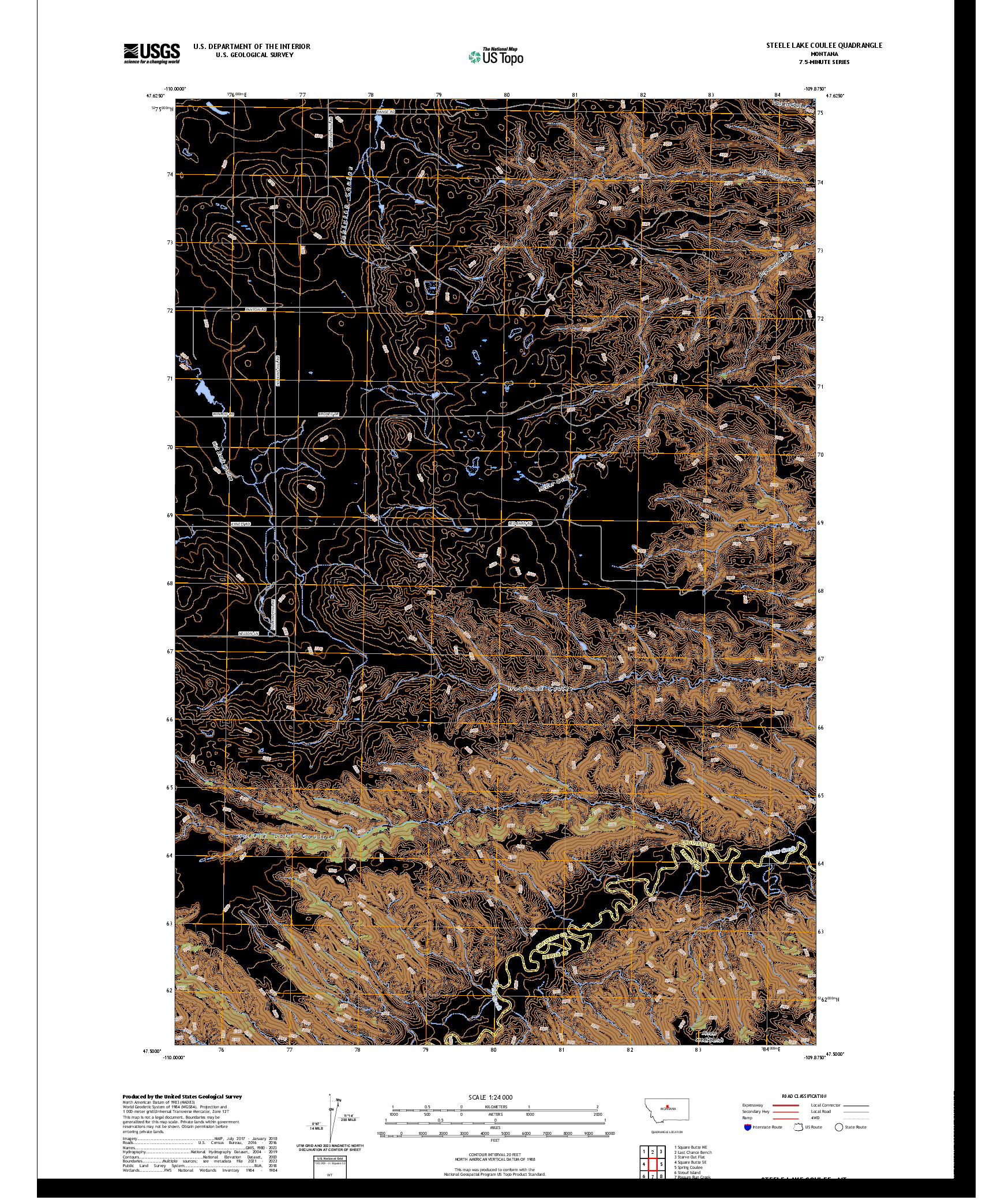 US TOPO 7.5-MINUTE MAP FOR STEELE LAKE COULEE, MT