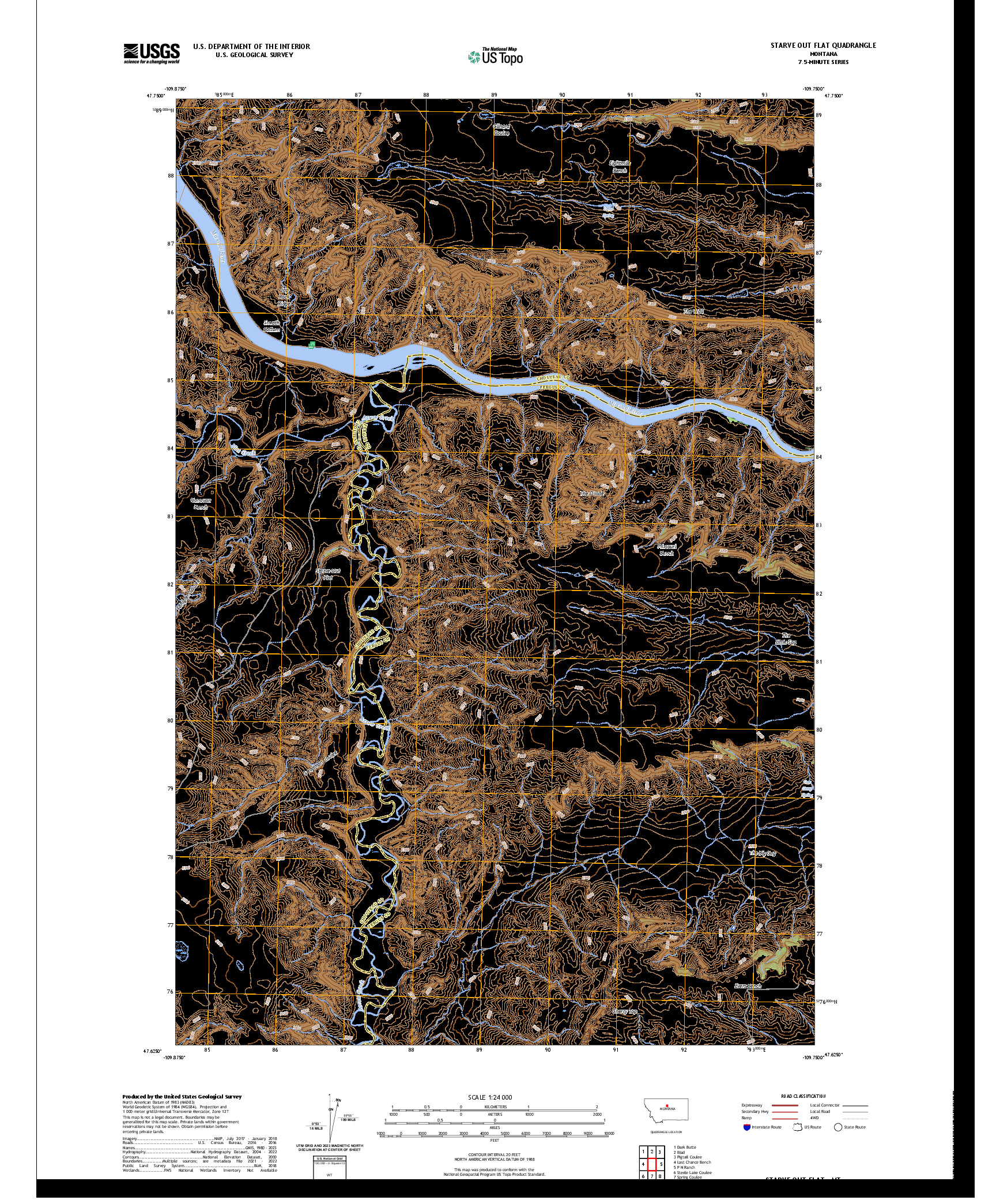 US TOPO 7.5-MINUTE MAP FOR STARVE OUT FLAT, MT