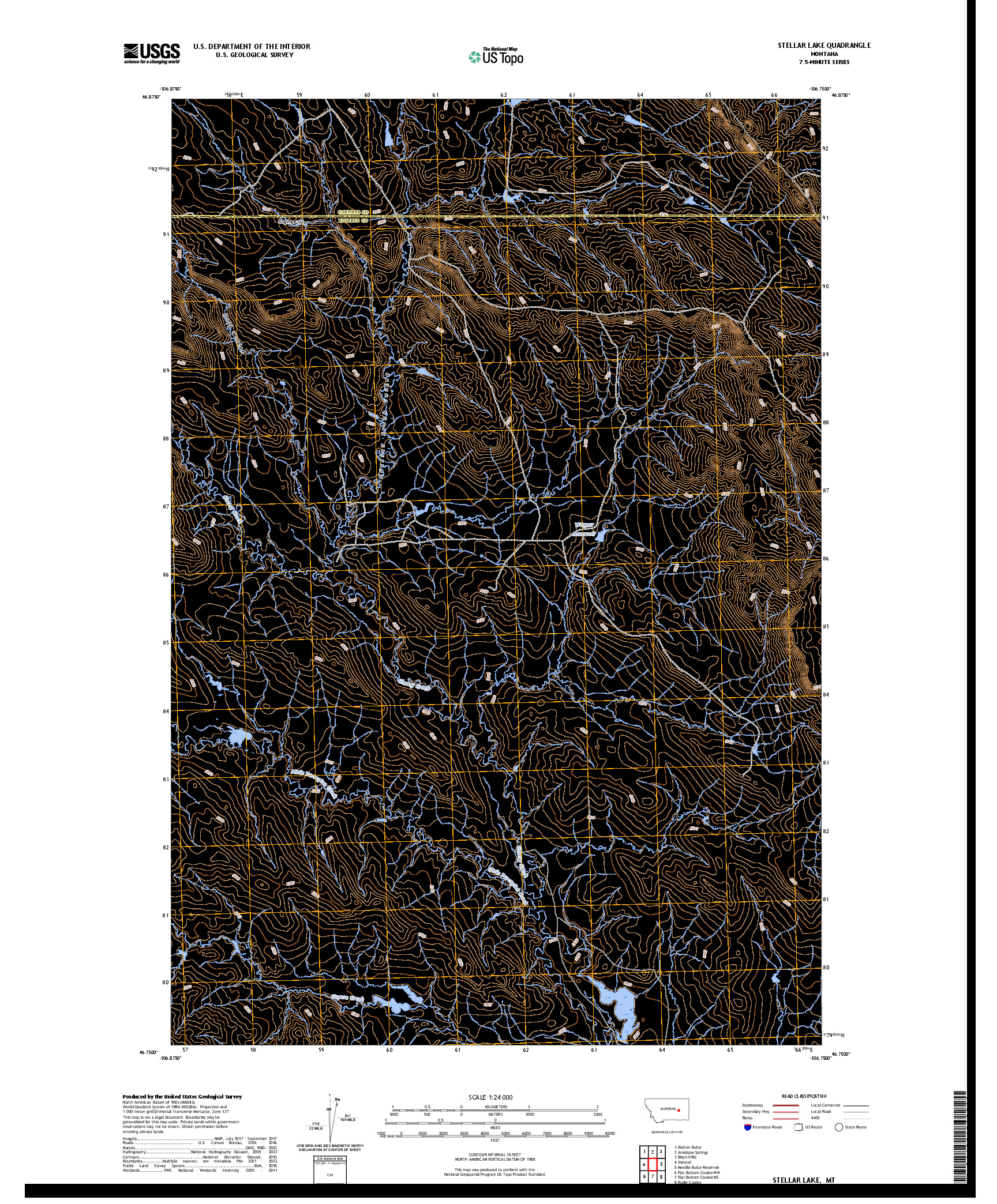 US TOPO 7.5-MINUTE MAP FOR STELLAR LAKE, MT