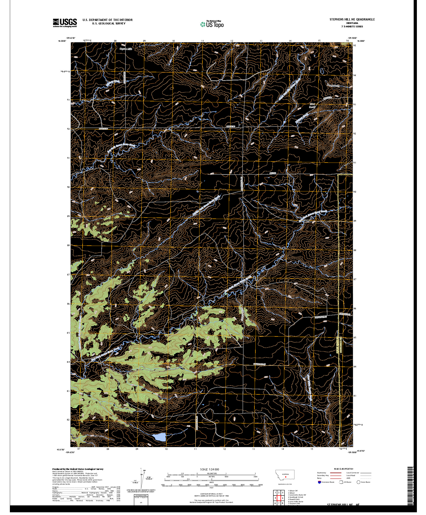 US TOPO 7.5-MINUTE MAP FOR STEPHENS HILL NE, MT