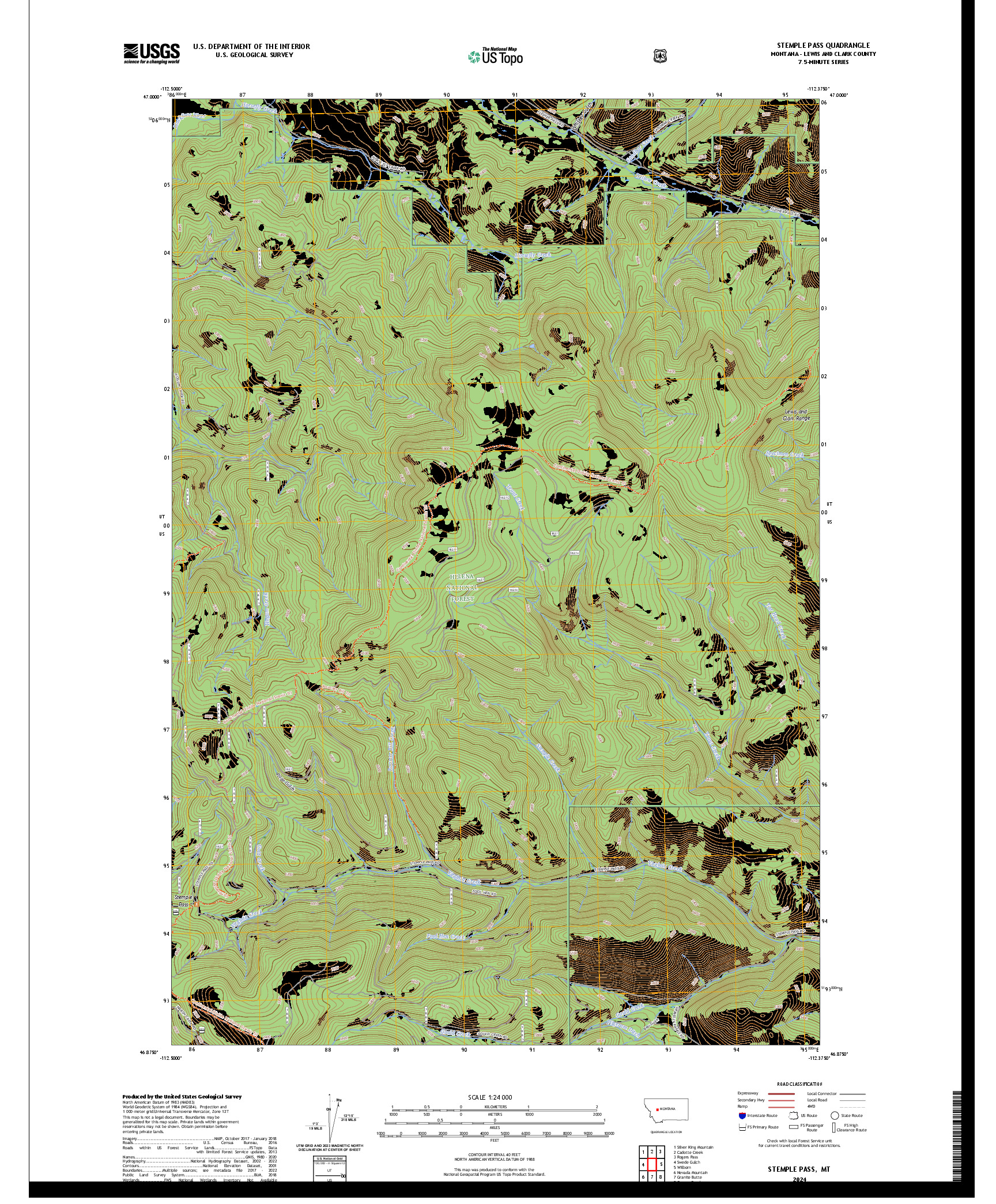 US TOPO 7.5-MINUTE MAP FOR STEMPLE PASS, MT