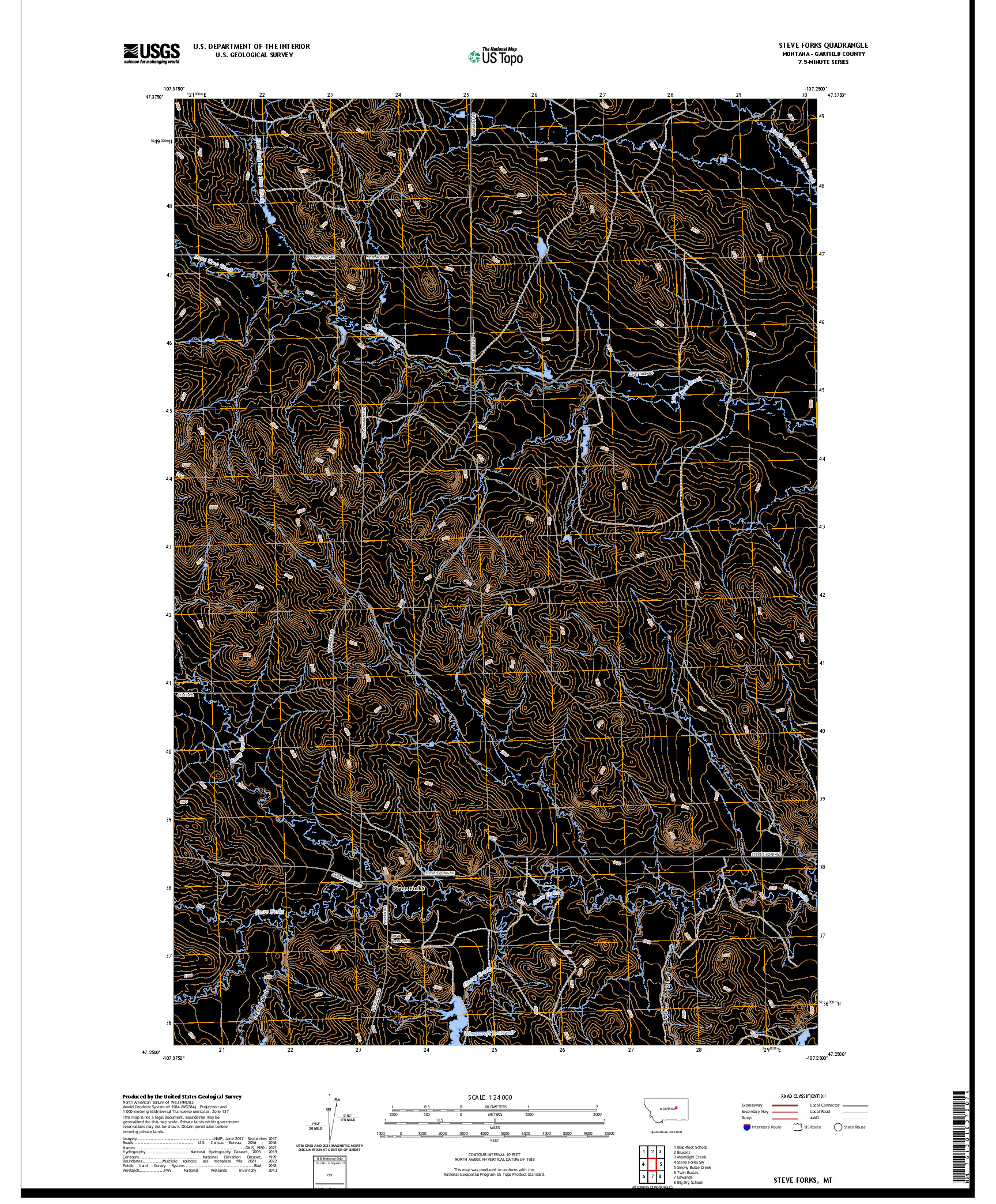 US TOPO 7.5-MINUTE MAP FOR STEVE FORKS, MT