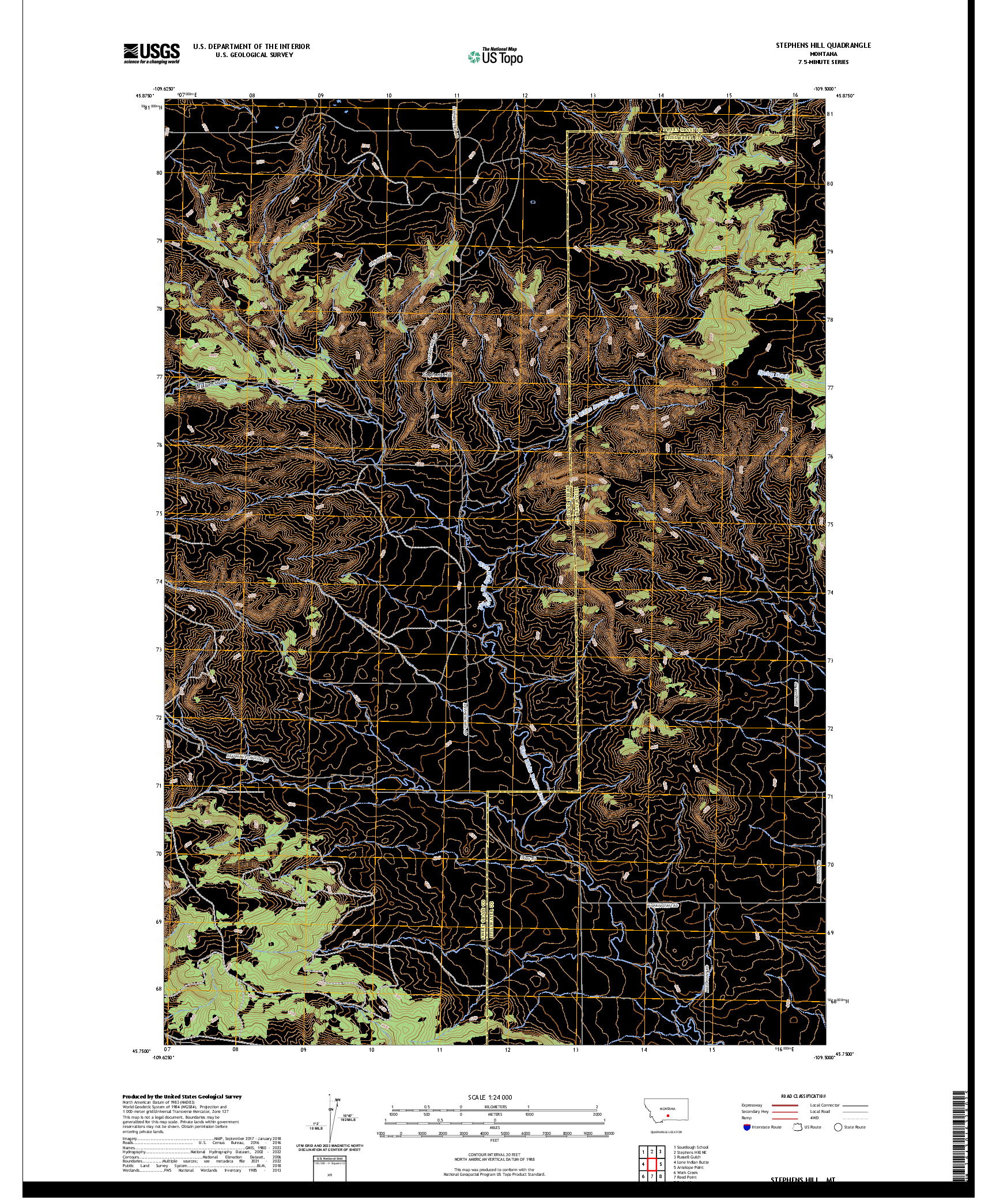 US TOPO 7.5-MINUTE MAP FOR STEPHENS HILL, MT
