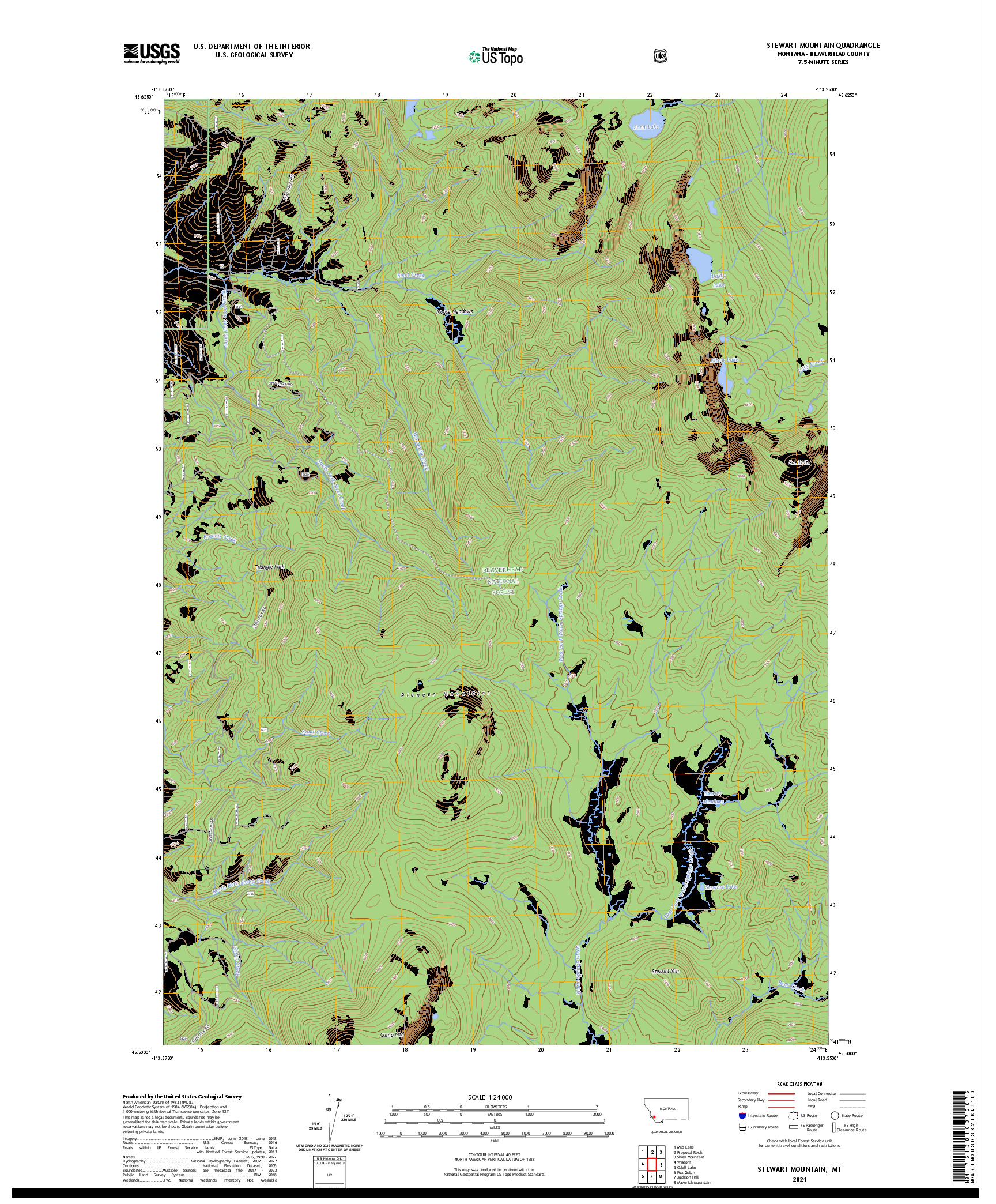 US TOPO 7.5-MINUTE MAP FOR STEWART MOUNTAIN, MT