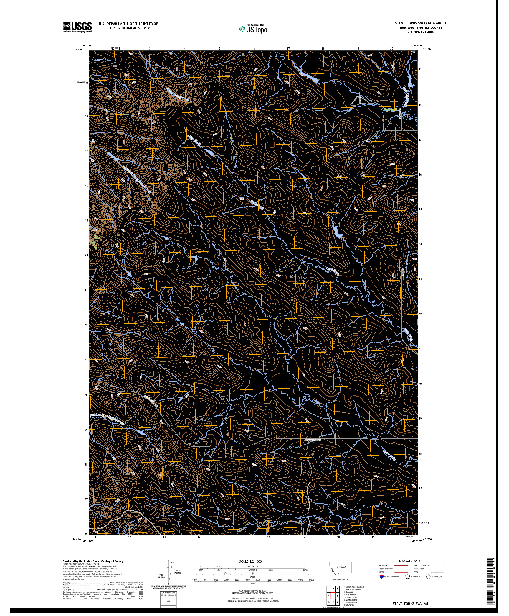 US TOPO 7.5-MINUTE MAP FOR STEVE FORKS SW, MT