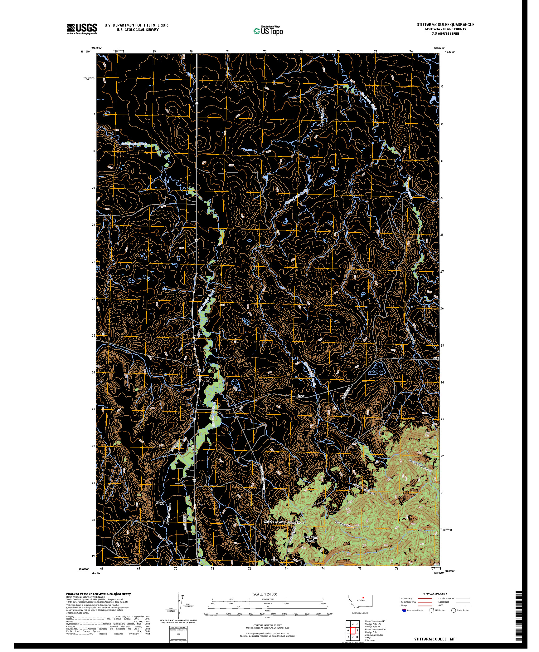 US TOPO 7.5-MINUTE MAP FOR STIFFARM COULEE, MT