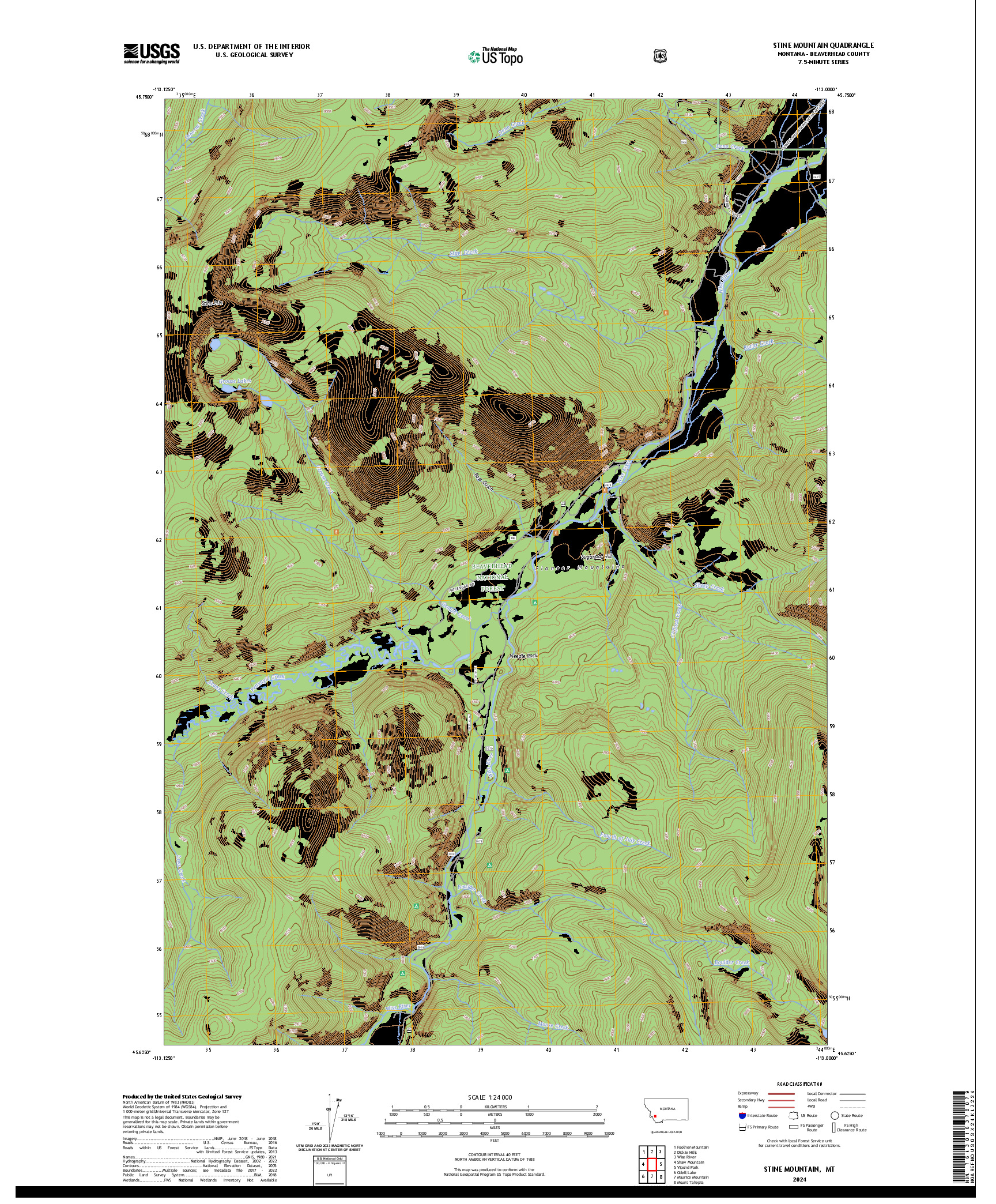 US TOPO 7.5-MINUTE MAP FOR STINE MOUNTAIN, MT
