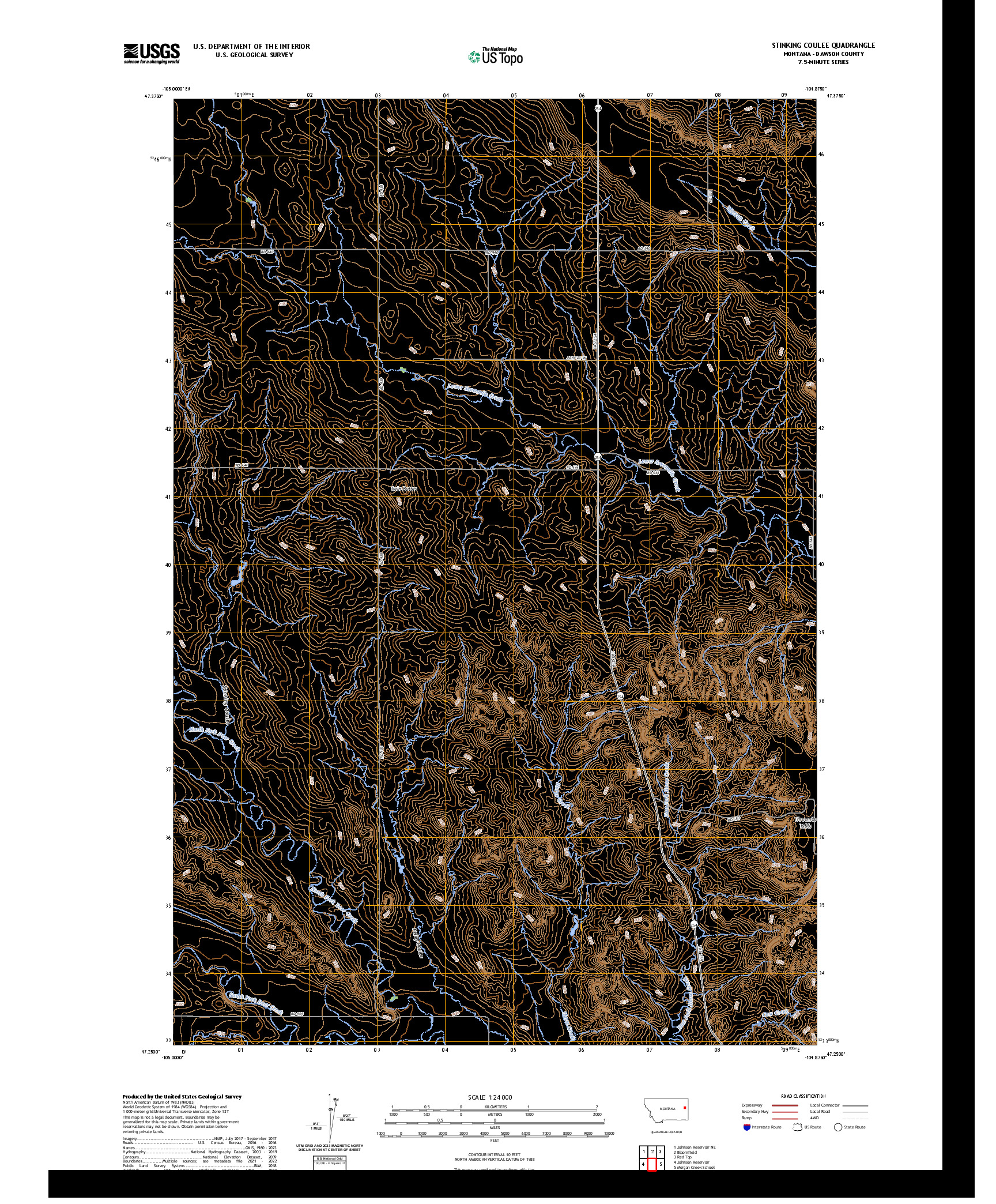 US TOPO 7.5-MINUTE MAP FOR STINKING COULEE, MT