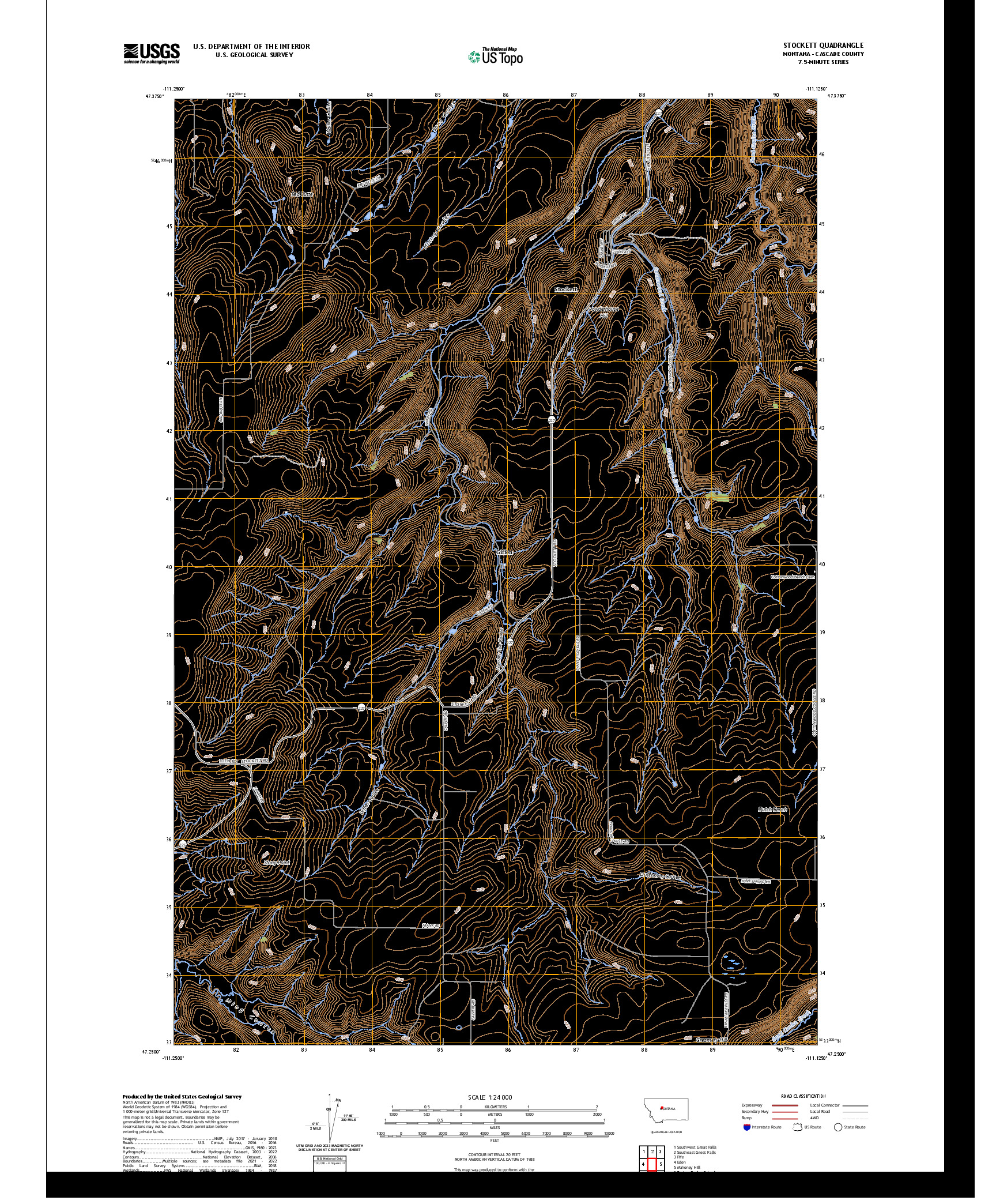 US TOPO 7.5-MINUTE MAP FOR STOCKETT, MT