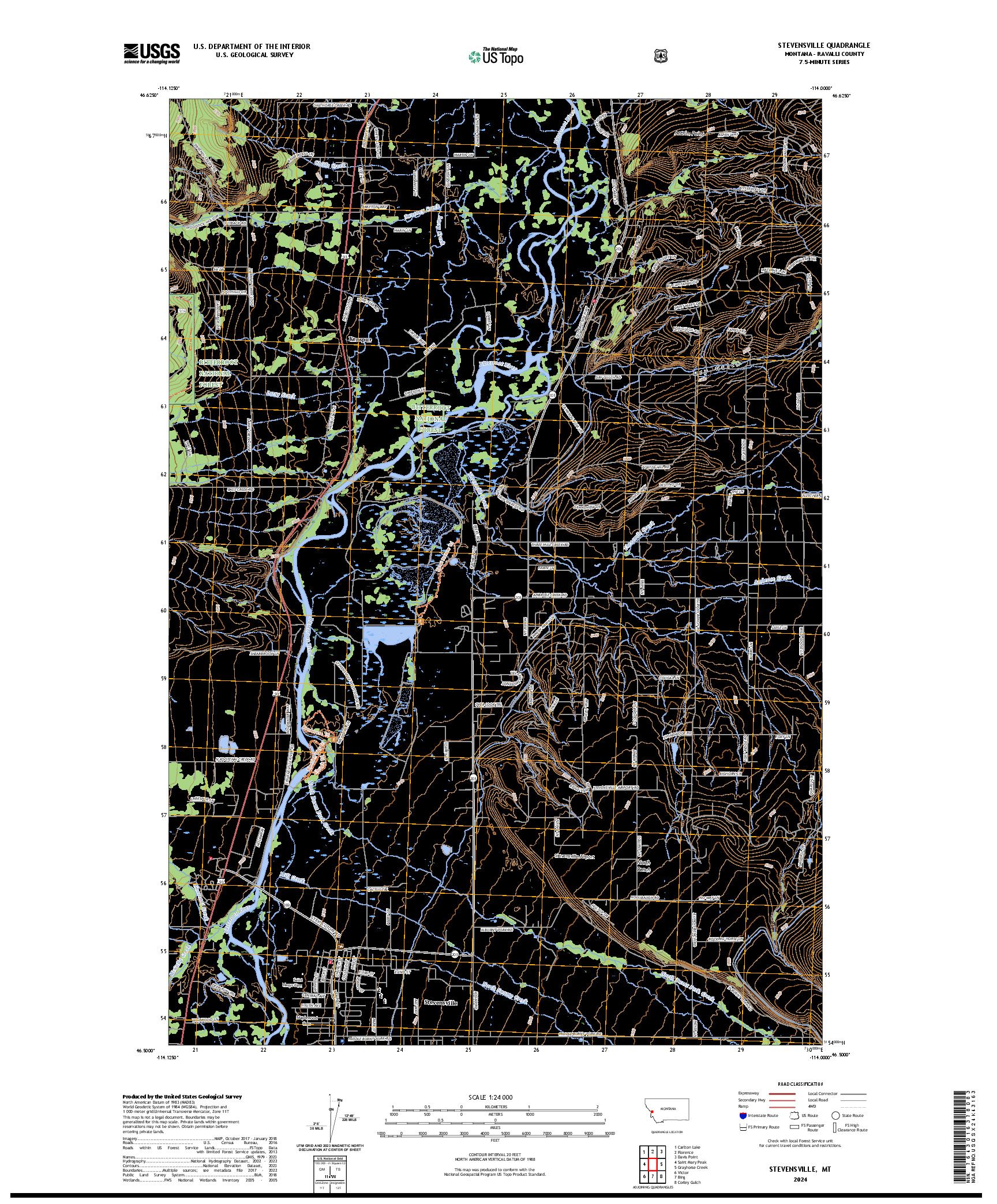 US TOPO 7.5-MINUTE MAP FOR STEVENSVILLE, MT
