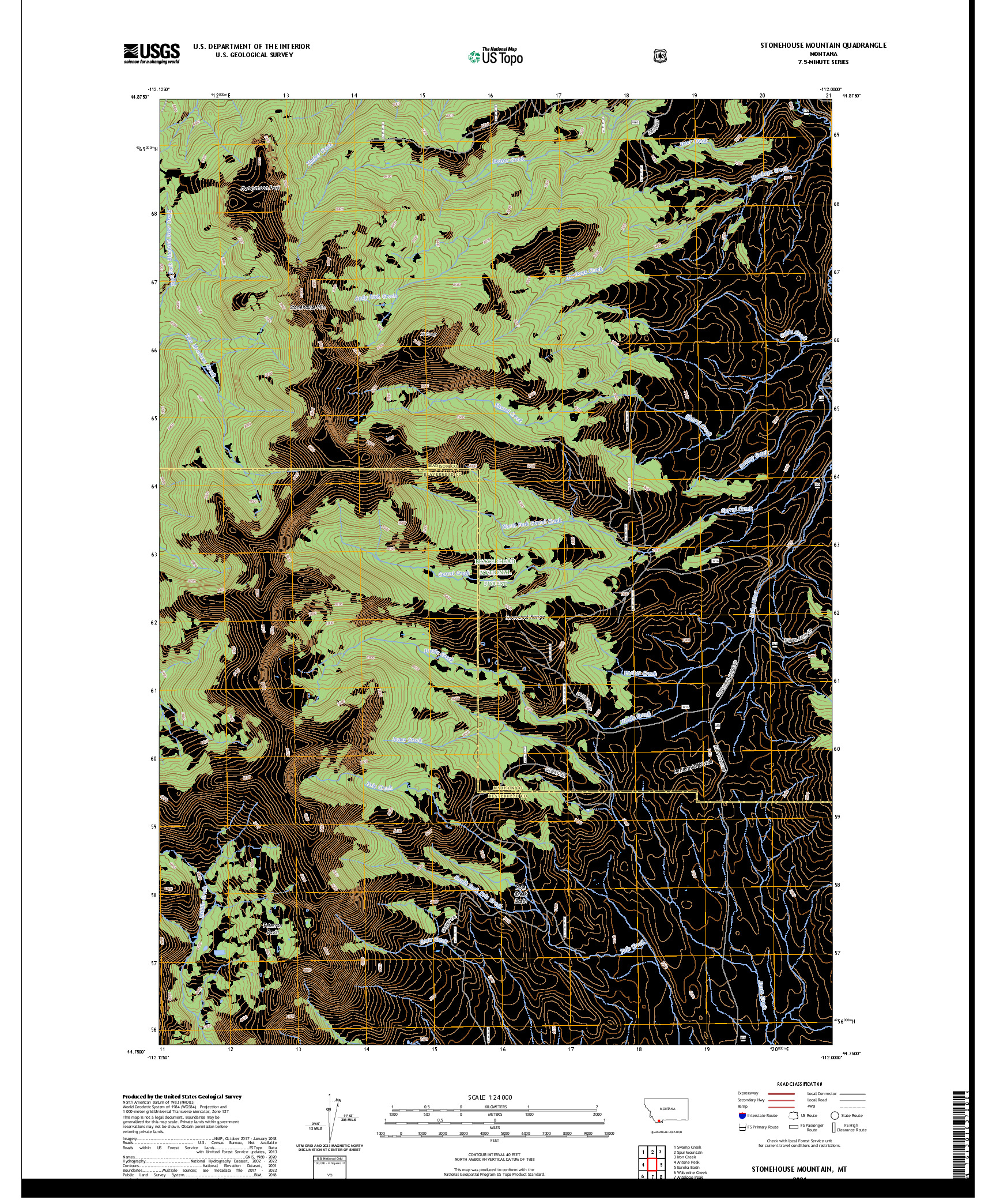 US TOPO 7.5-MINUTE MAP FOR STONEHOUSE MOUNTAIN, MT